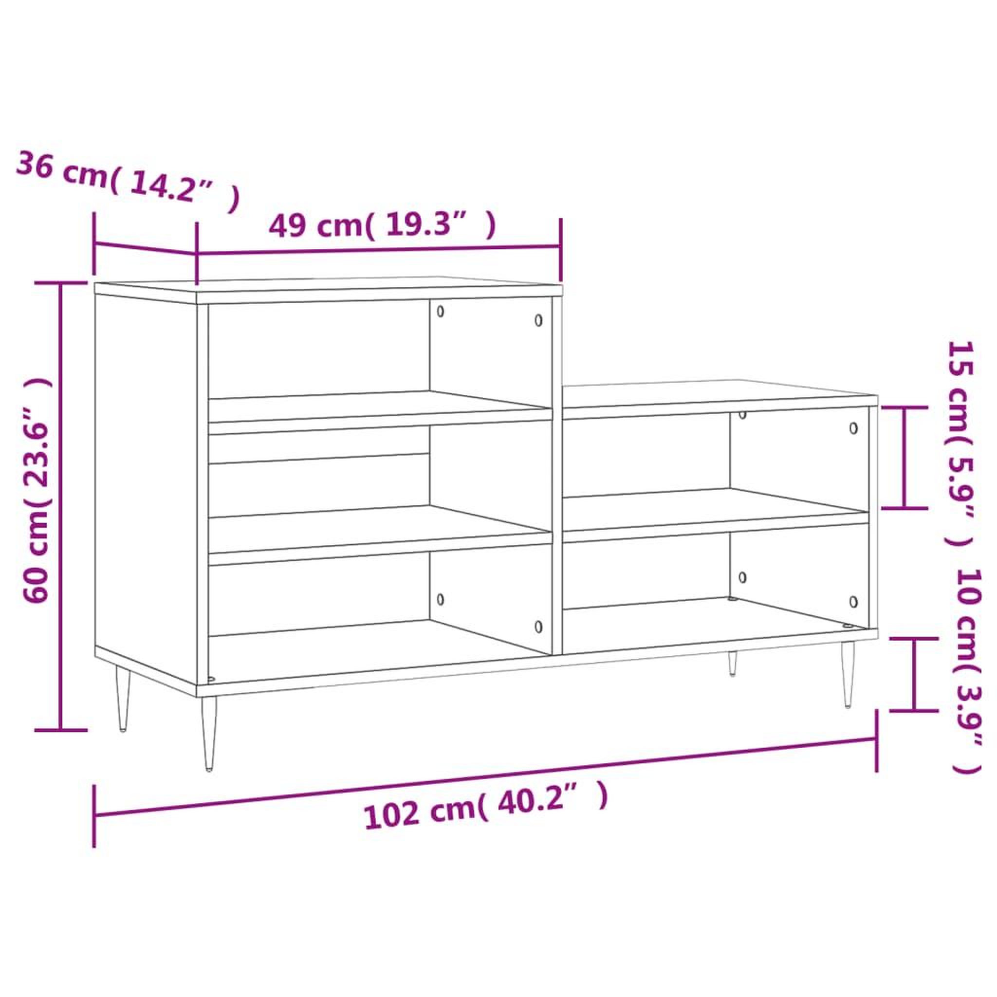 Voir la diapositive 6 : VIDAXL Armoire a chaussures Gris beton 102x36x60 cm Bois d'ingenierie