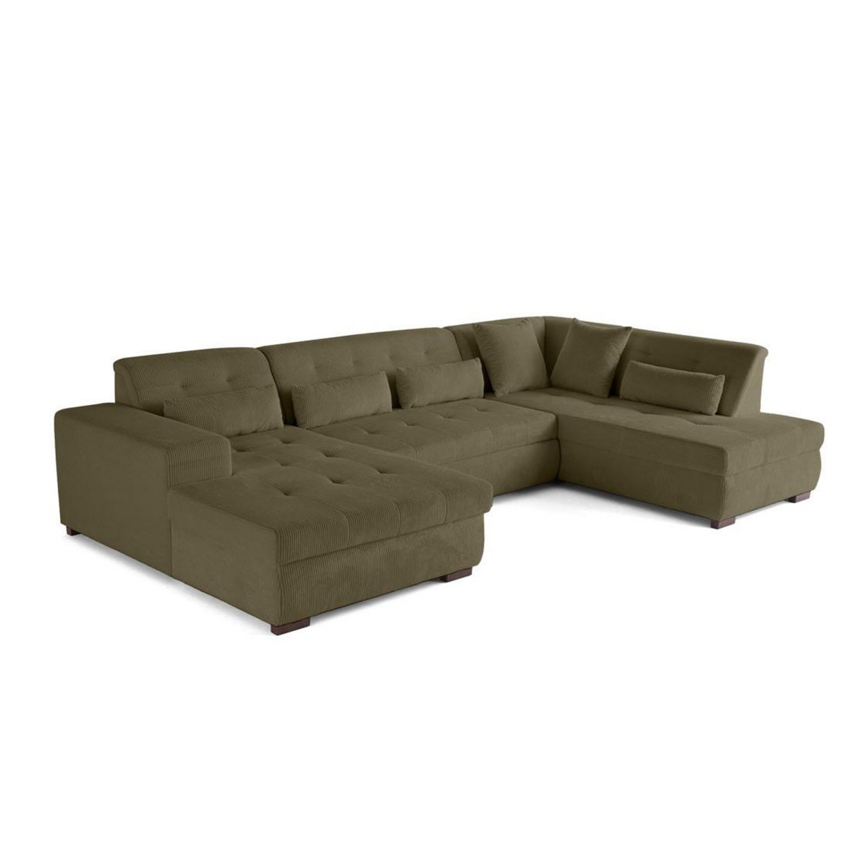 LISA DESIGN Vermont - canapé panoramique d'angle droit - 7 places - convertible avec coffre - en velours côtelé