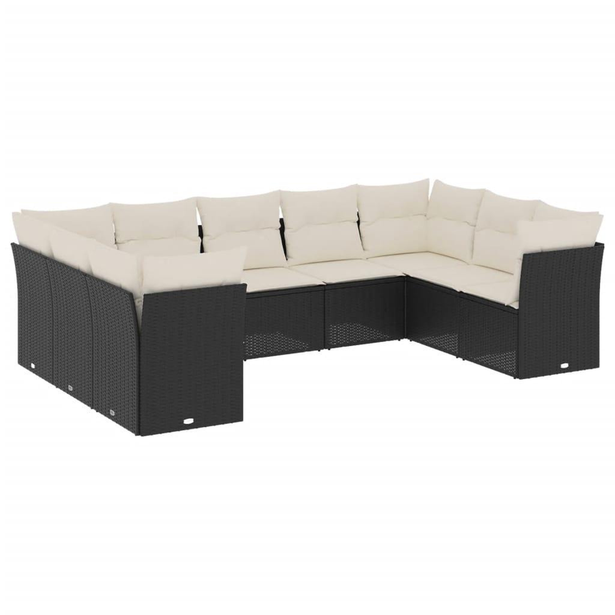 Voir la diapositive 2 : VIDAXL Salon de jardin 9 pcs avec coussins noir resine tressee