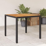 VIDAXL Table de jardin et dessus en bois d'acacia noir resine tressee