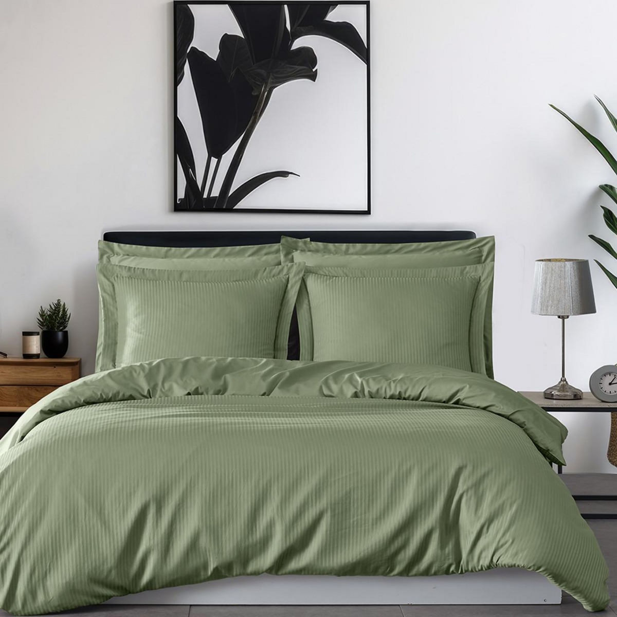 Sensei Maison Parure housse de couette rayée satin + 2 taies 65x65 cm VERSALUXE