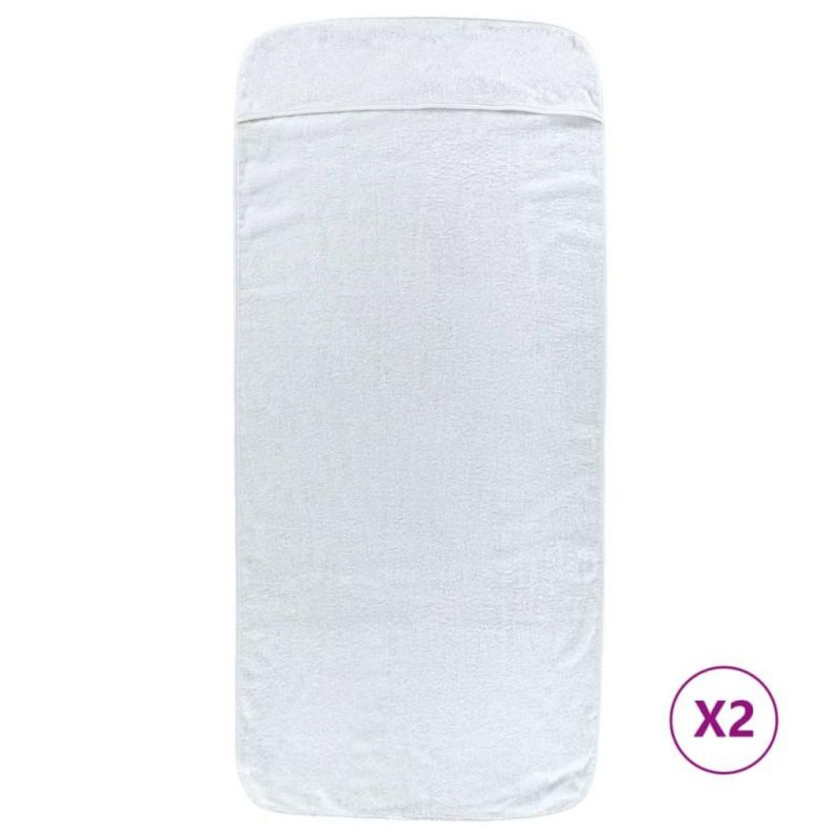 VIDAXL Serviettes de plage 2 pcs blanc 75x200 cm tissu 400 GSM