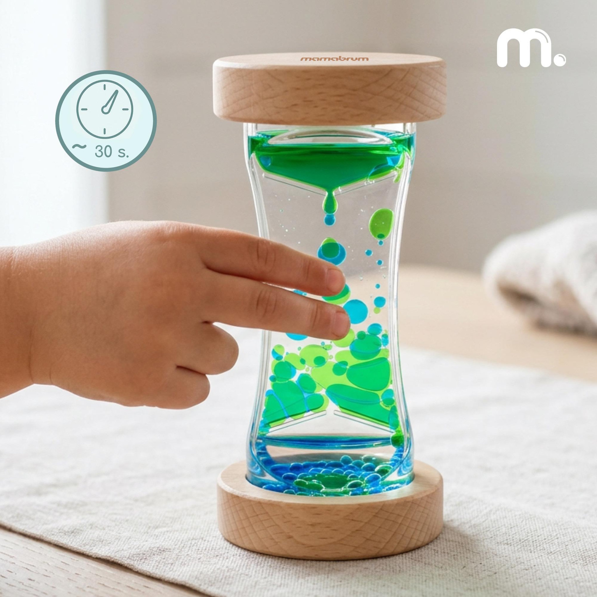 Voir la diapositive 4 : MAMABRUM Jouet d'Apprentissage Sablier Sensoriel Bois Mamabrum Minuteur 30s Vert 3 Ans