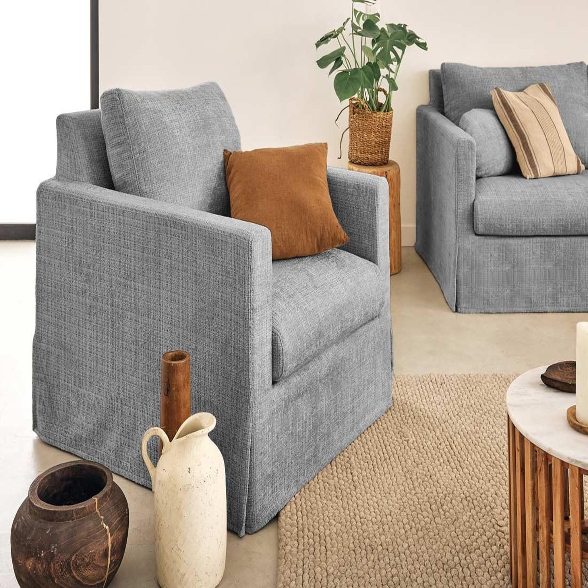 Voir la diapositive 4 : LISA DESIGN Serena - housse en velours texturé pour fauteuil