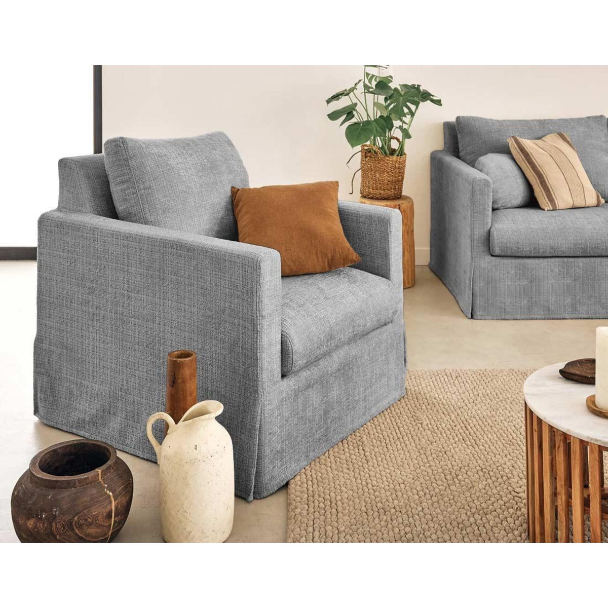 LISA DESIGN Serena - housse en velours texturé pour fauteuil