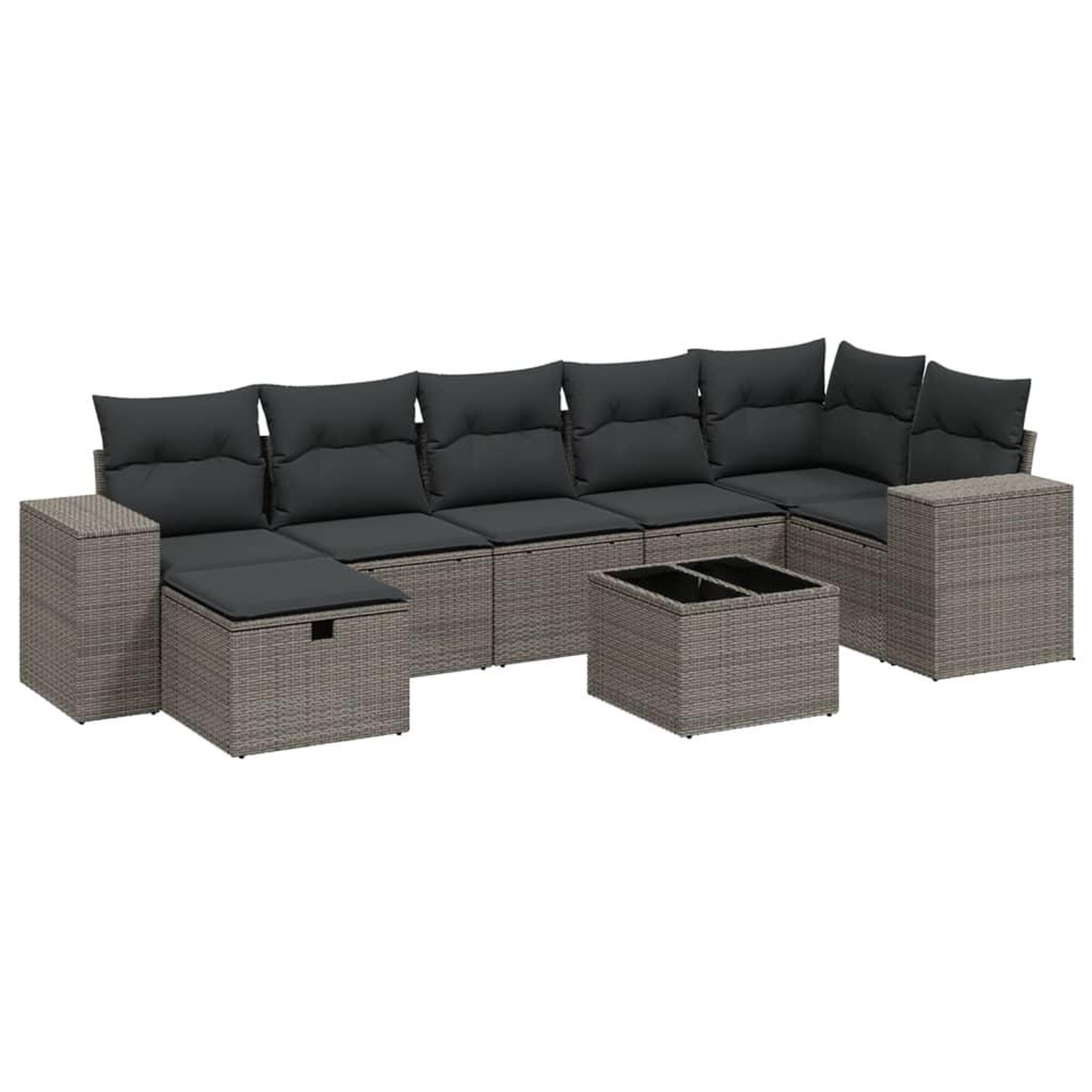 Voir la diapositive 2 : VIDAXL Salon de jardin 8 pcs avec coussins gris clair resine tressee