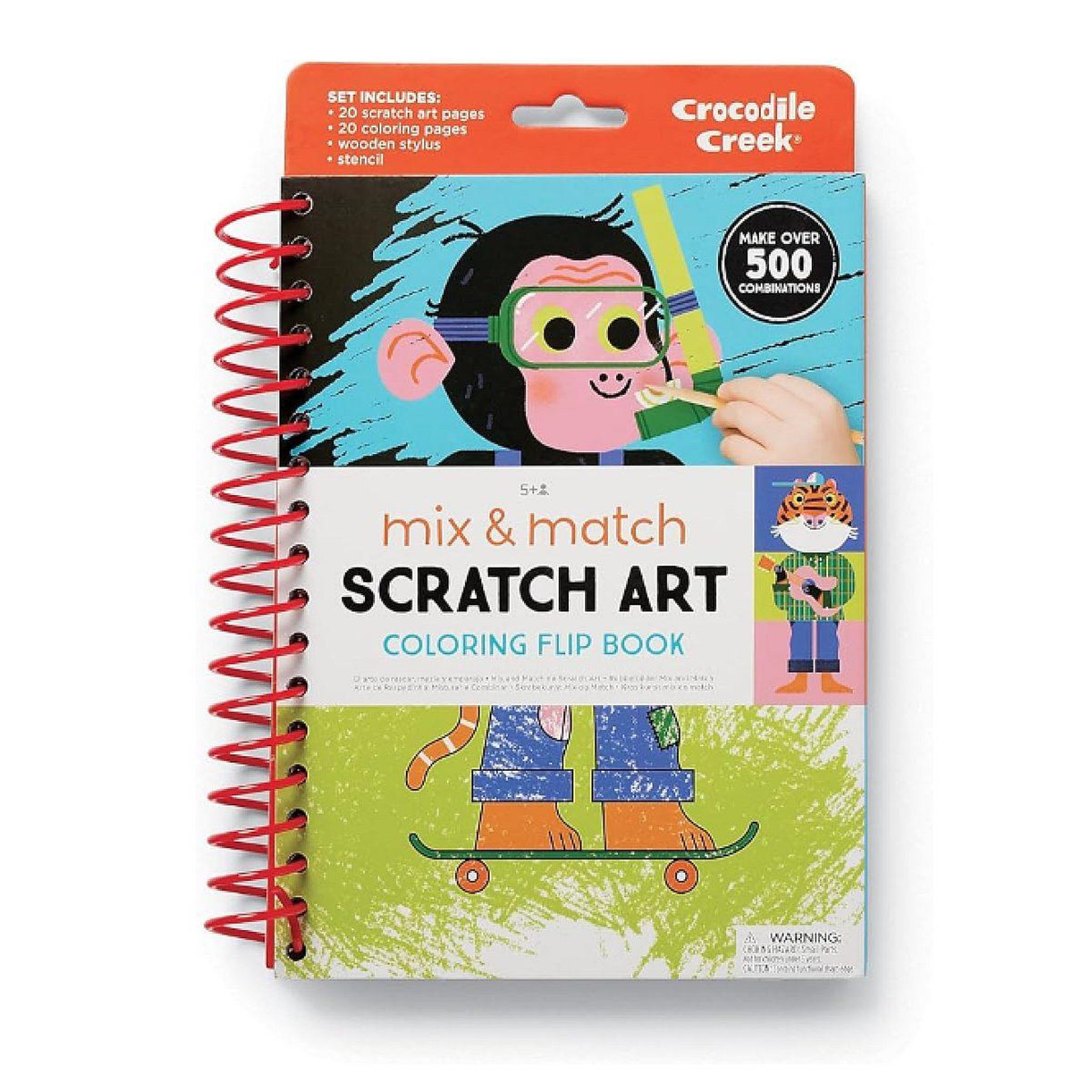 CROCODILE CREEK Livre scratch art - mix and match - animaux