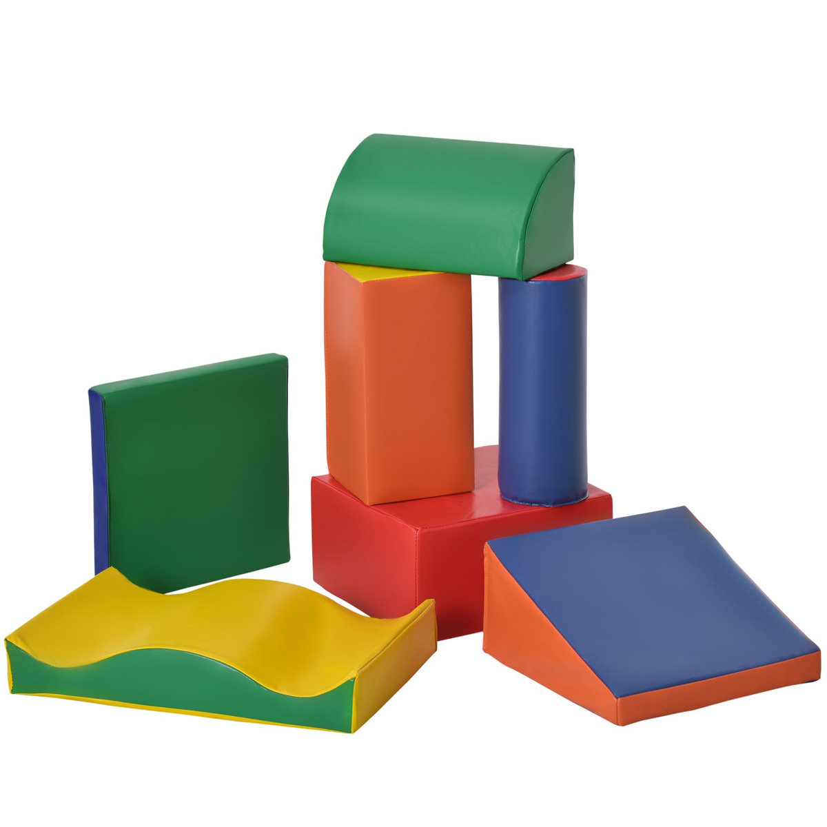 HOMCOM 7 blocs de construction en mousse XXL - modules de motricité - jouets éducatifs - certifiés normes EN71-1-2-3 - mousse EPE revêtement PU multicolore