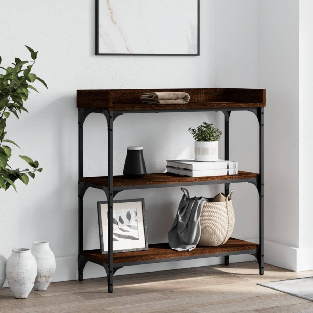 VIDAXL Table console avec etageres chene marron 75x30x80 cm