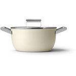 SMEG Faitout 24cm céramique crème avec couvercle