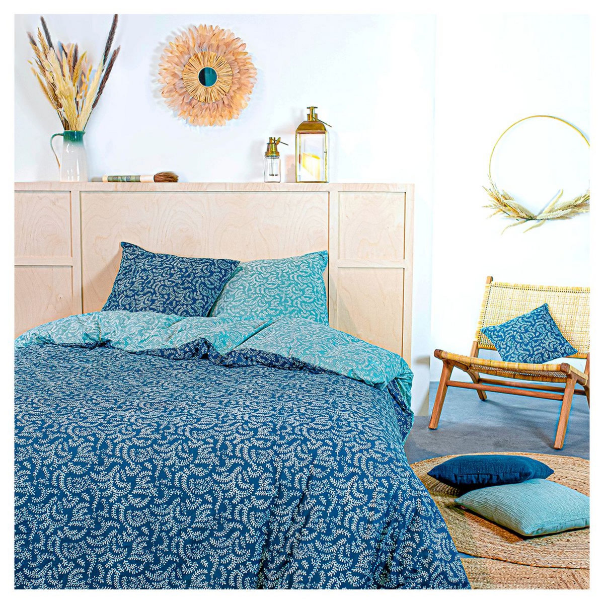 TODAY Parure housse de couette fantaisie en coton imprimé bohème KERALA  