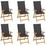 Voir la diapositive 1 : VIDAXL Chaises de jardin lot de 6 avec coussins anthracite Bois teck