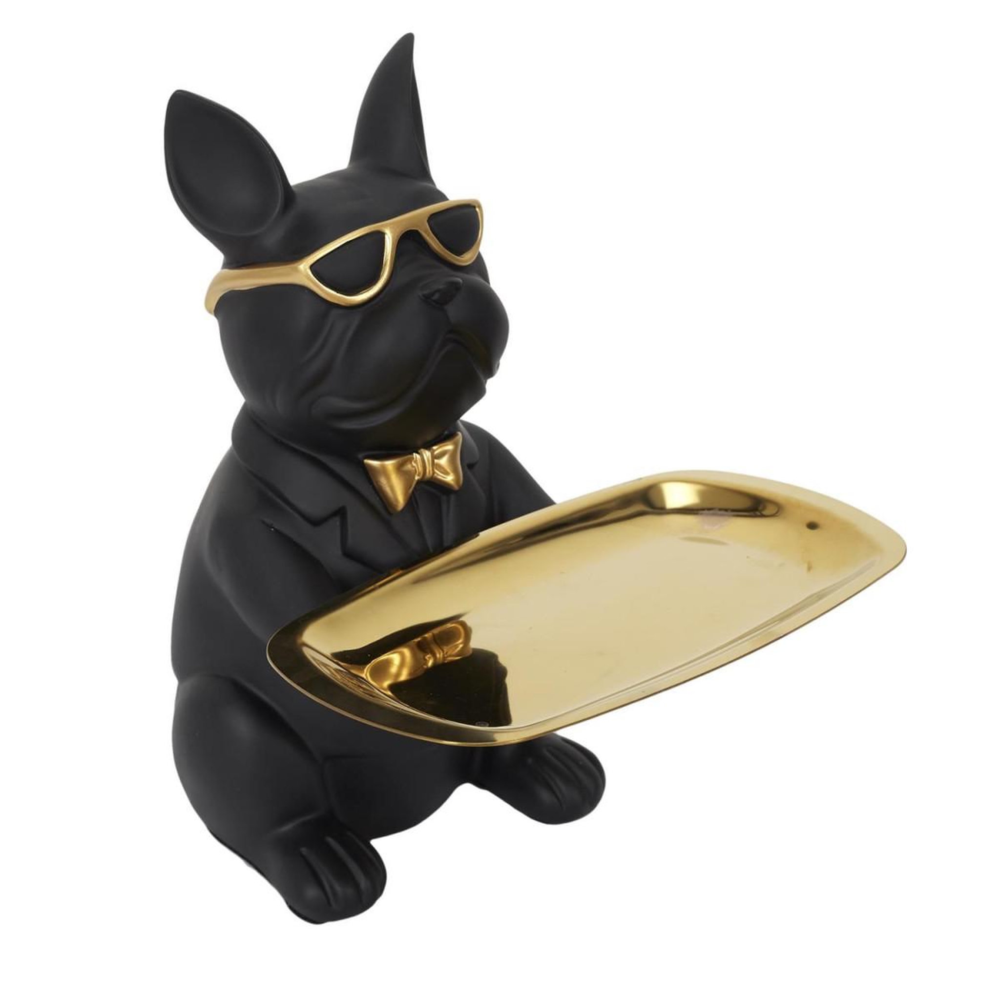 The Home Deco Factory Statuette & vide-poche  bulldog  21cm noir