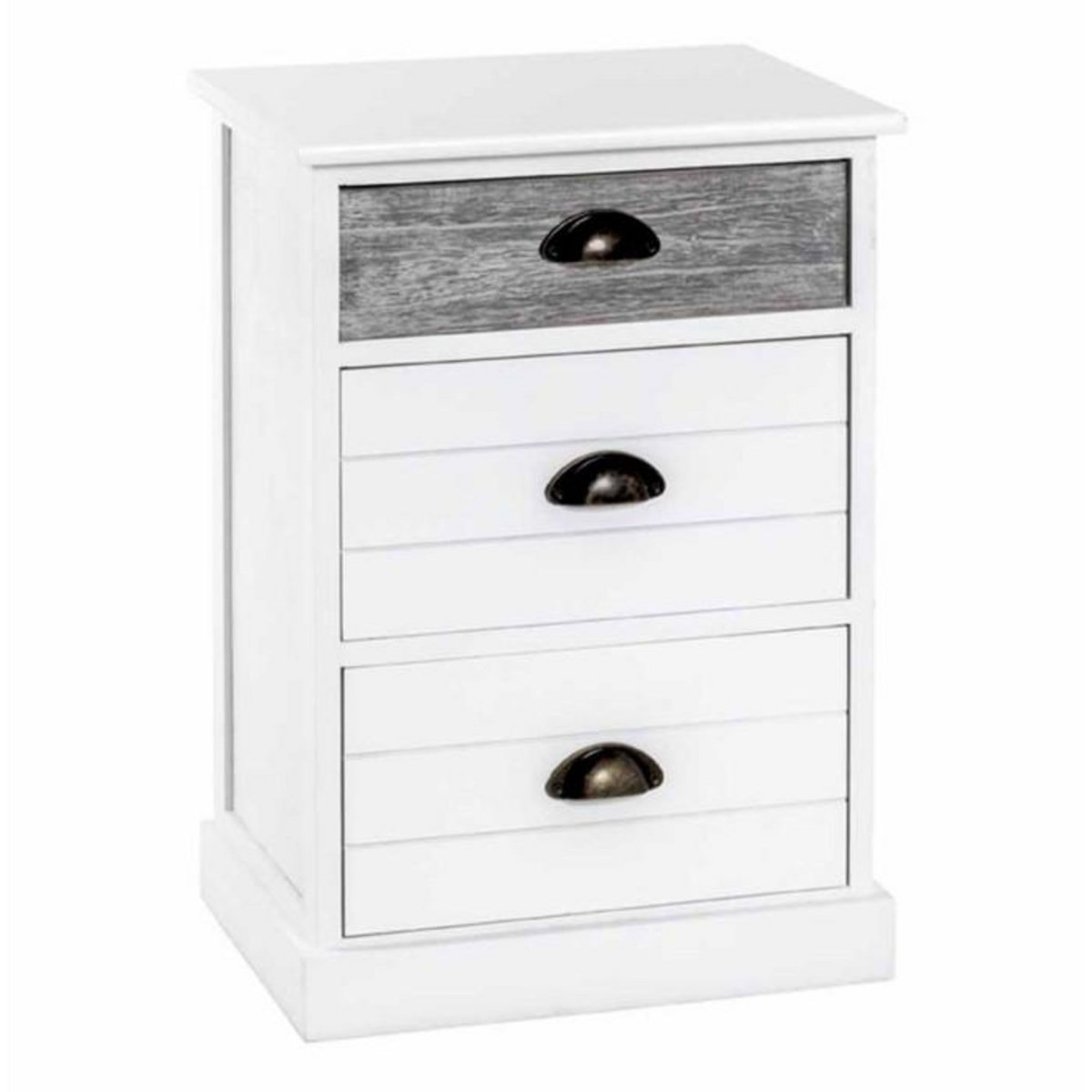 Paris Prix Commode en Bois 3 Tiroirs  Mario  60cm Blanc