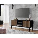 BEST MOBILIER Savanna - meuble tv - effet bois et noir - 2 portes et 2 niches - 150 cm. Coloris disponibles : Bicolore