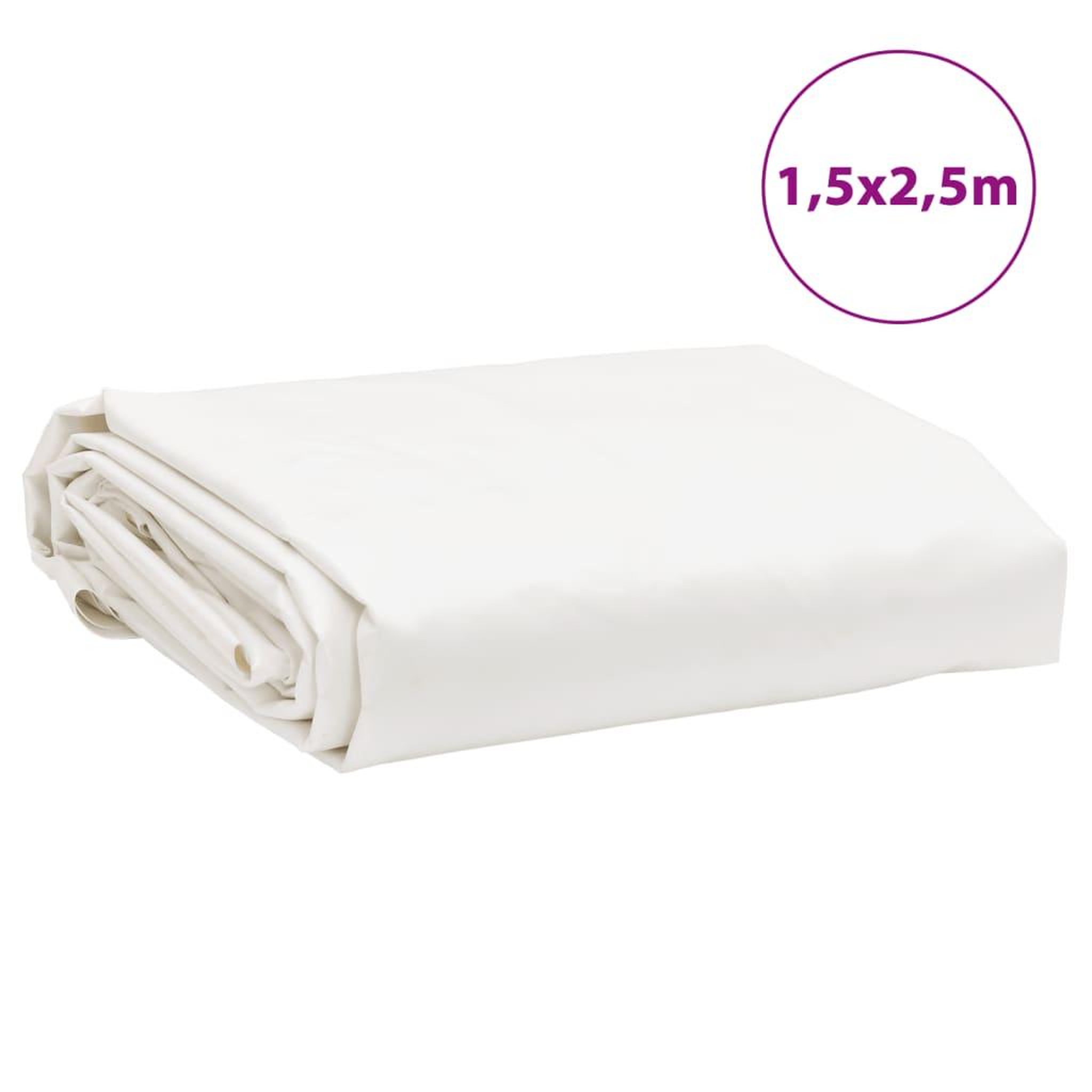 Voir la diapositive 6 : VIDAXL Bache blanc 1,5x2,5 m 650 g/m²