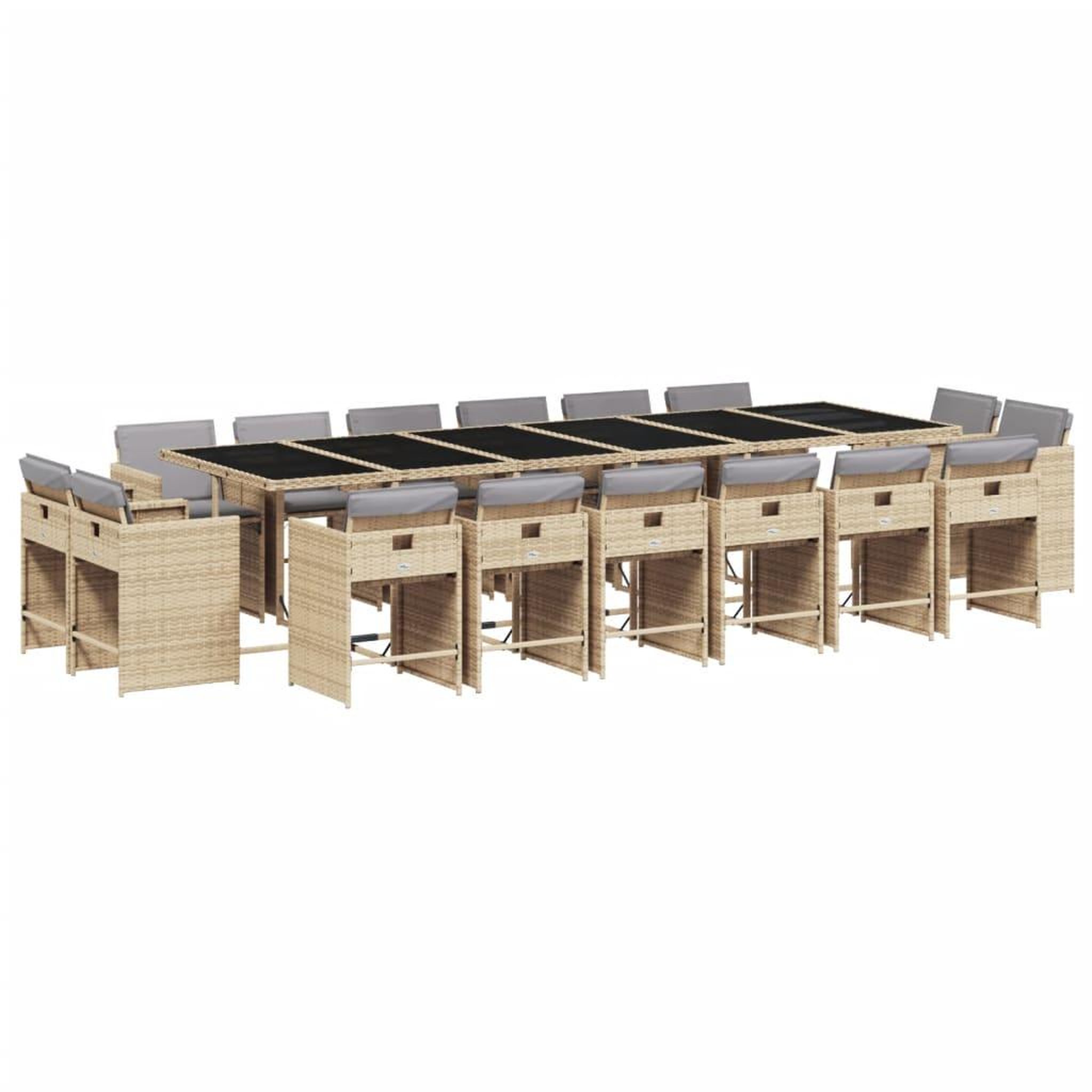 Voir la diapositive 2 : VIDAXL Ensemble a manger de jardin et coussins 17 pcs melange beige