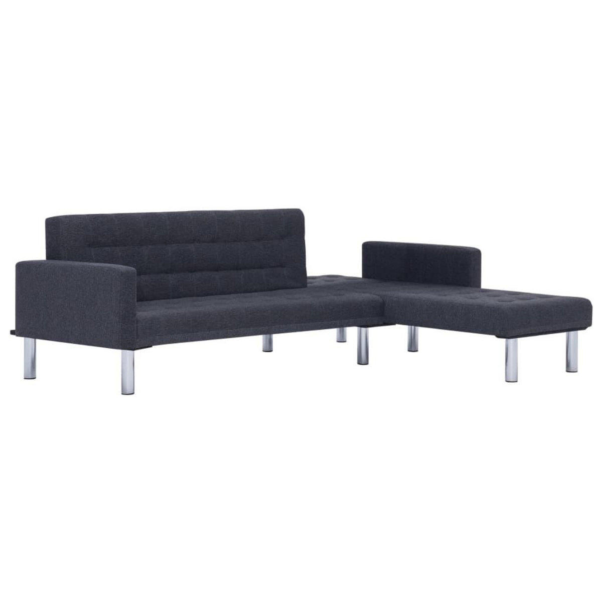 VIDAXL Canape-lit en forme de L Gris fonce Polyester