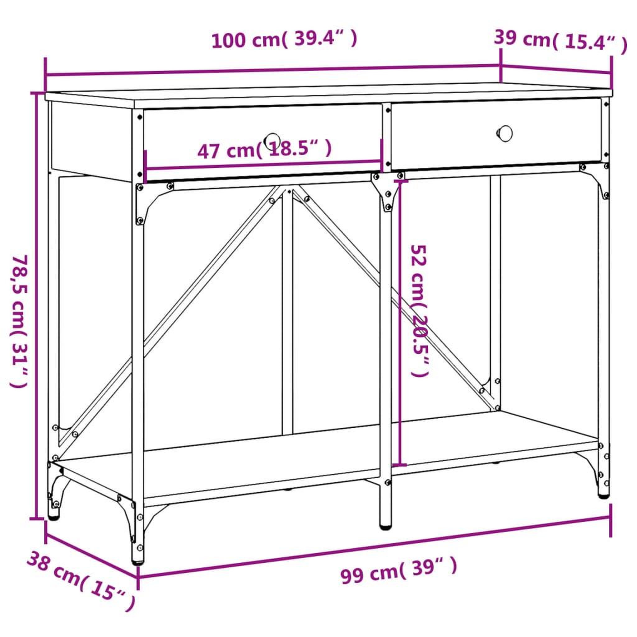 Voir la diapositive 6 : VIDAXL Table console sonoma gris 100x39x78,5 cm bois d'ingenierie