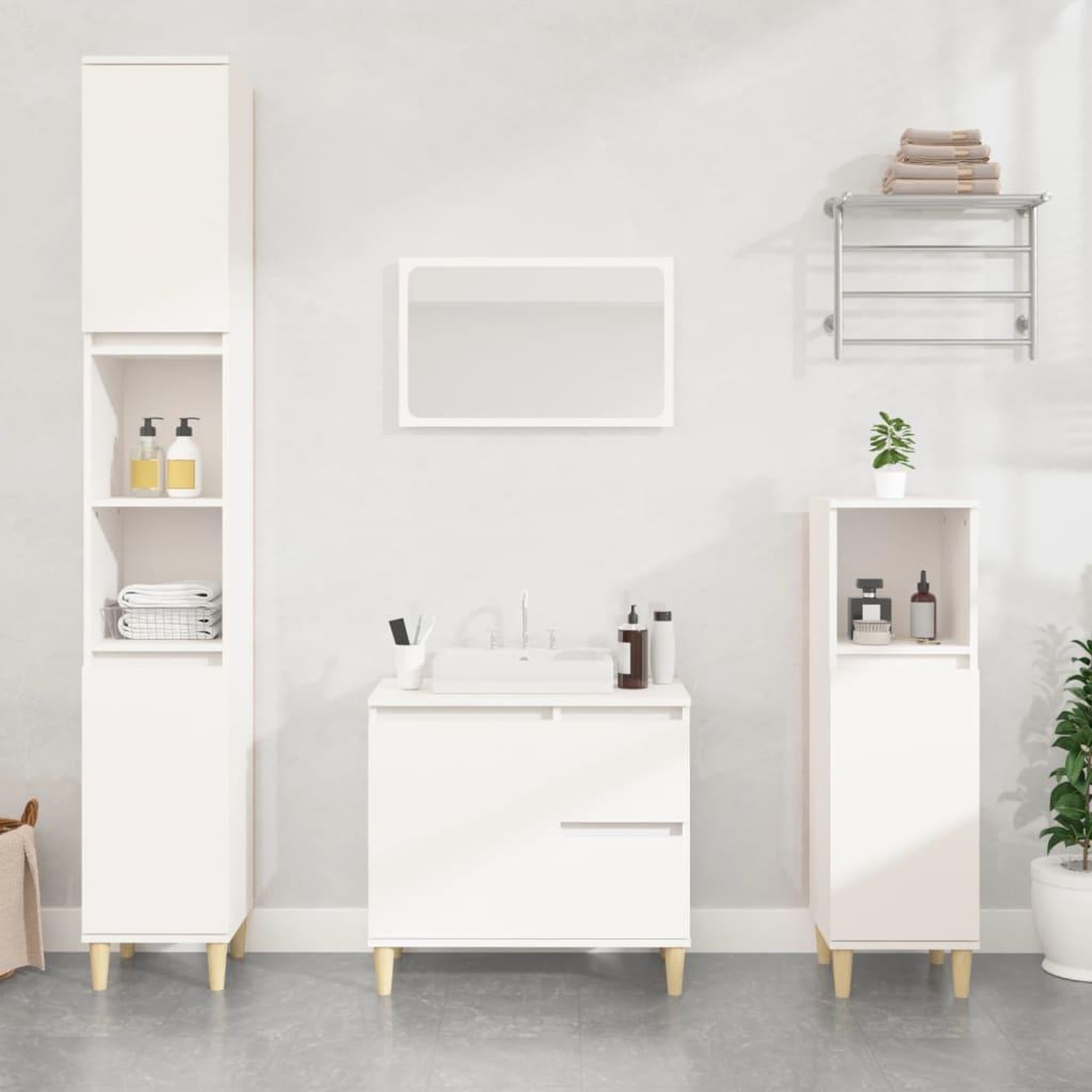 Voir la diapositive 1 : VIDAXL Armoire de salle de bain blanc 65x33x60 cm bois d'ingenierie