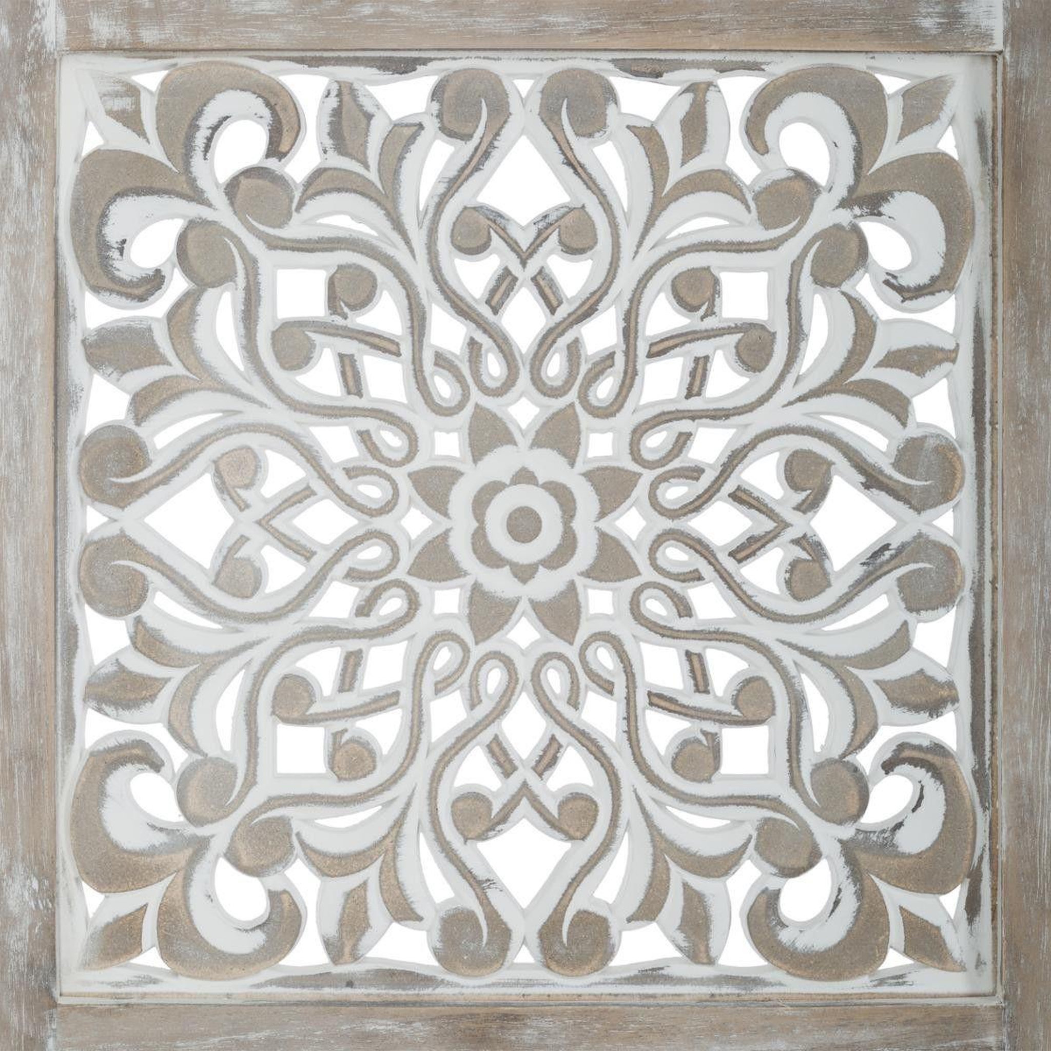 Voir la diapositive 2 : ATMOSPHERA Paravent en bois  etnik  120x169cm blanc