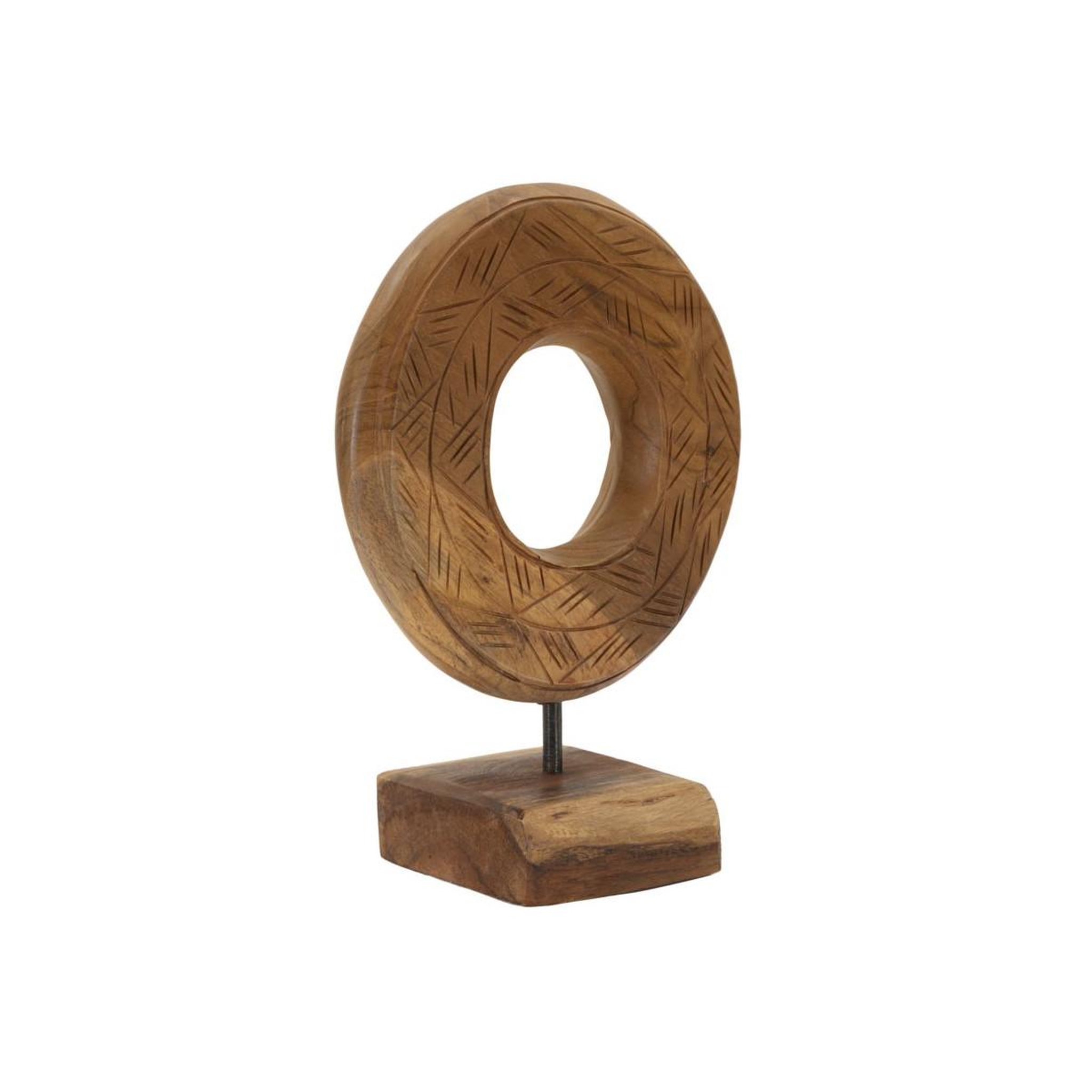 Voir la diapositive 2 : Paris Prix Objet déco rond en teck  dorat  28cm naturel