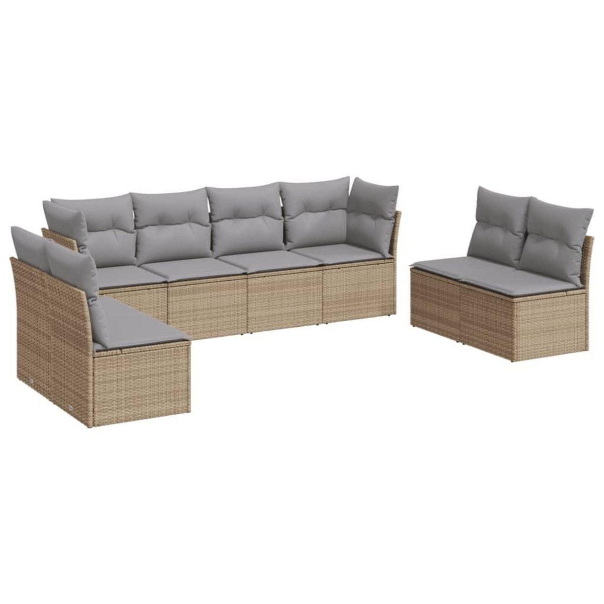 VIDAXL Salon de jardin avec coussins 8 pcs beige resine tressee