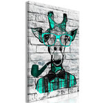 Paris Prix Tableau Imprimé  Giraffe with Pipe Green. Coloris disponibles : Multicolore