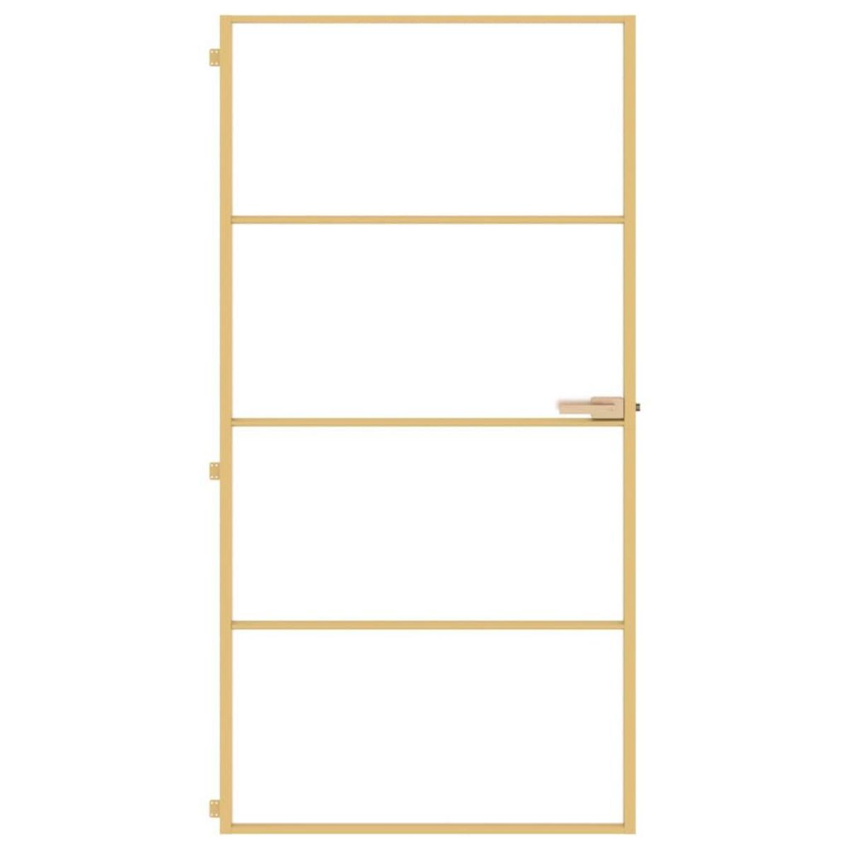 VIDAXL Porte interieure mince dore verre trempe aluminium