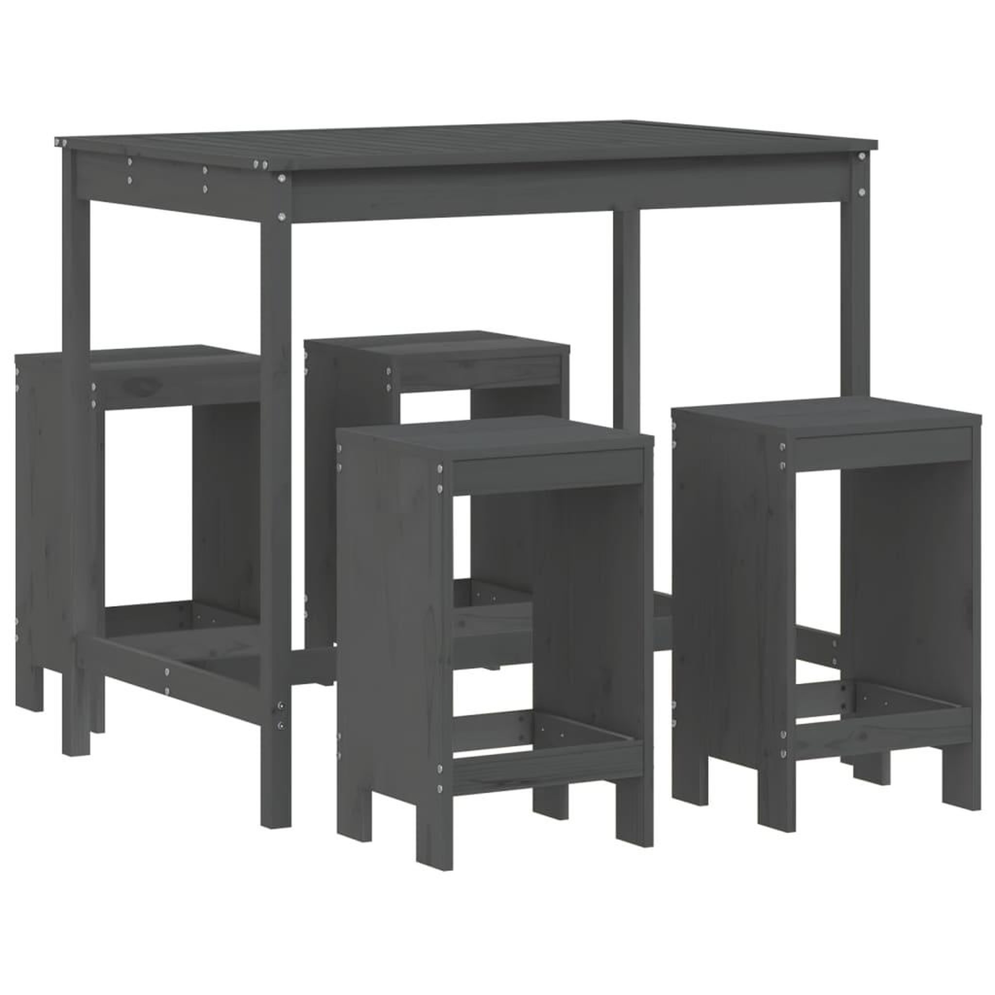 Voir la diapositive 2 : VIDAXL Ensemble de bar de jardin 5 pcs gris bois de pin massif
