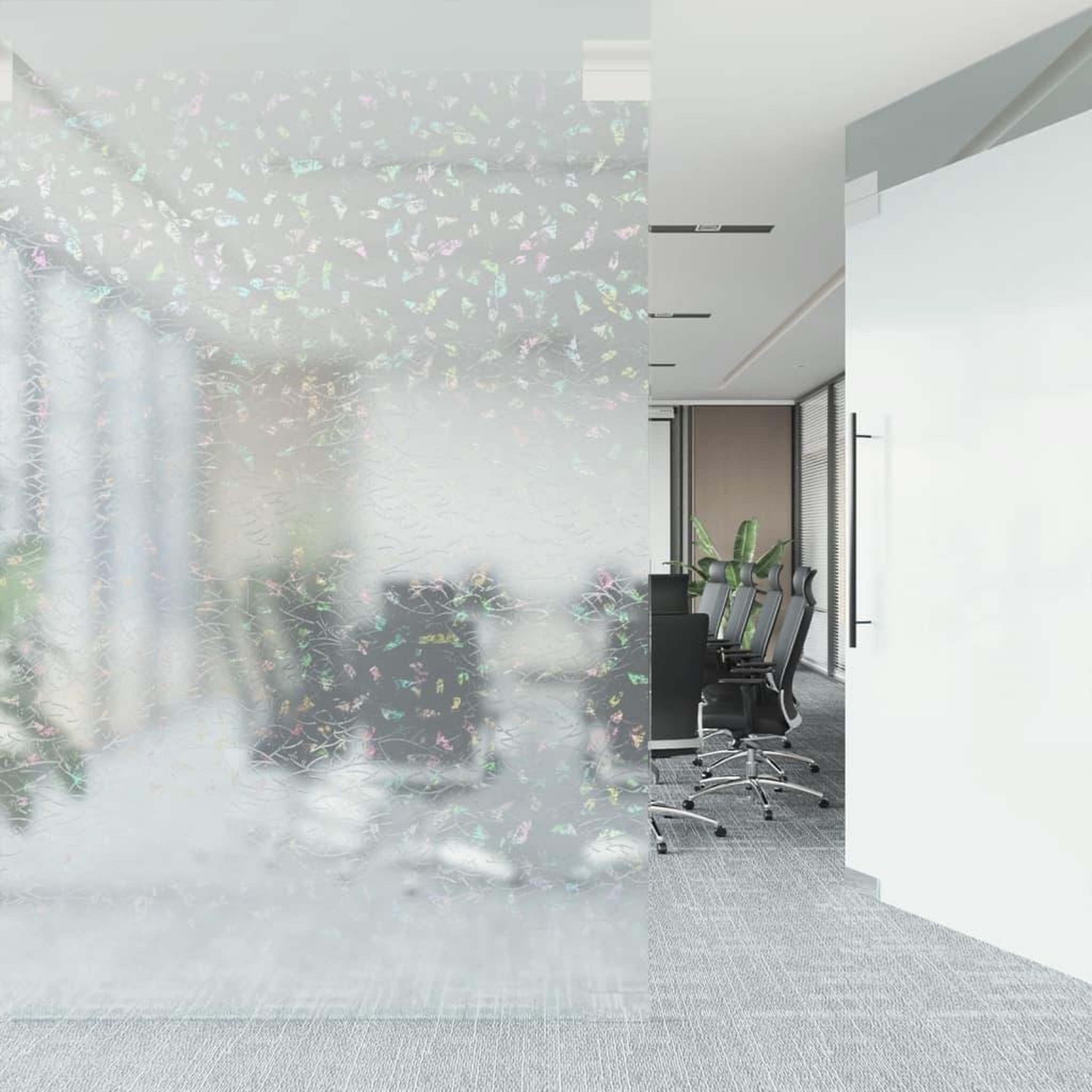 Voir la diapositive 3 : VIDAXL Film pour fenetre depoli motif arc-en-ciel 3D 90x1000 cm PVC