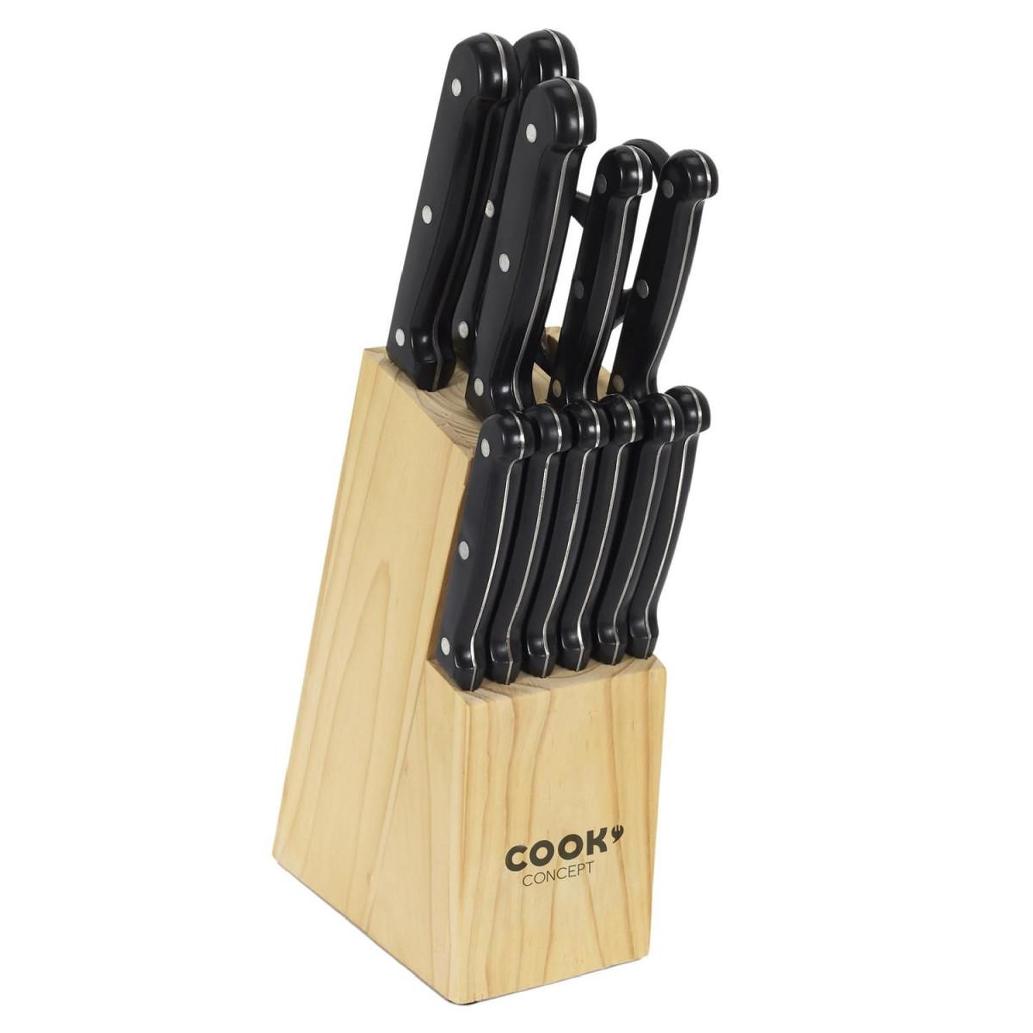 COOK CONCEPT Bloc 11 Couteaux & Ciseaux  Inox  34cm Noir