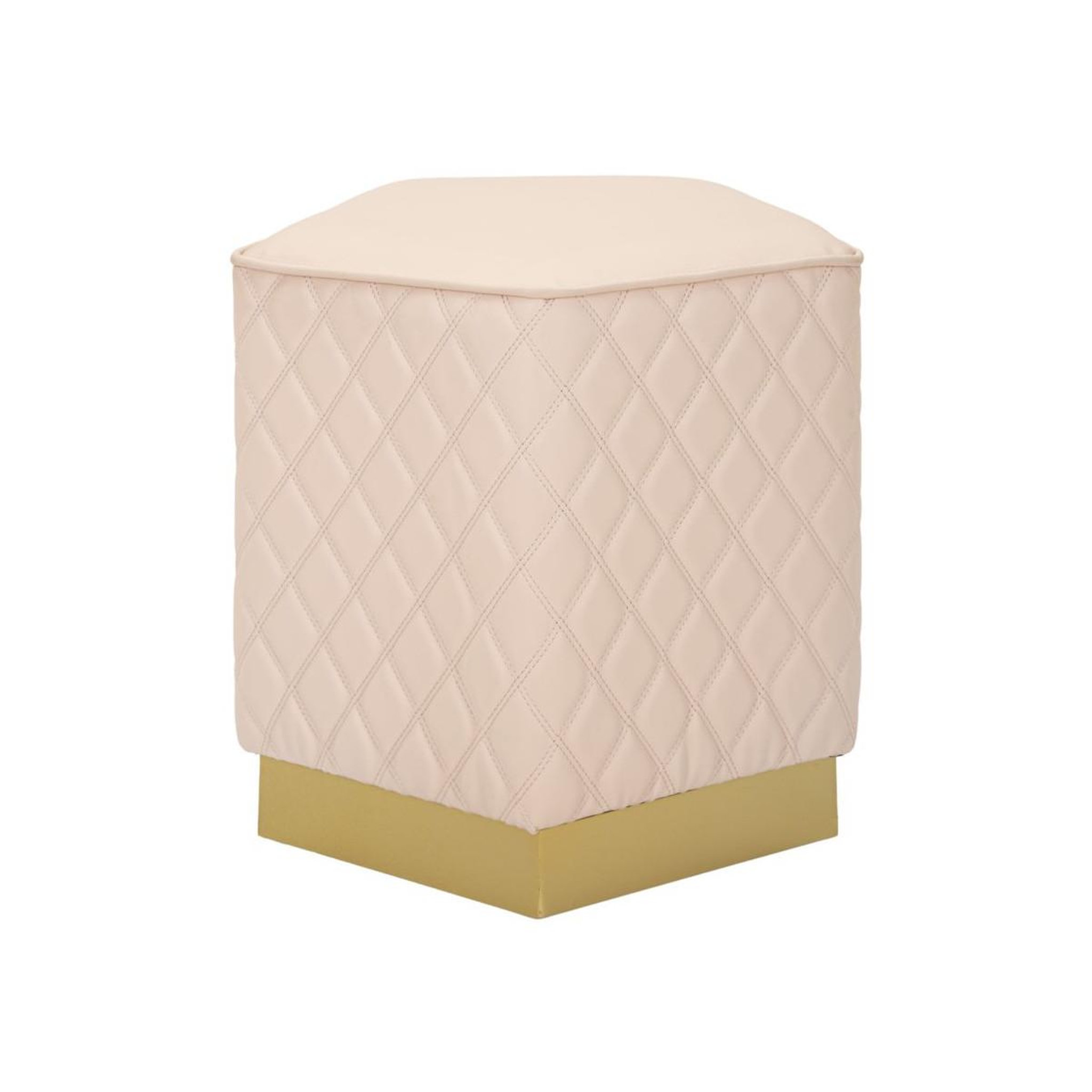 Paris Prix Pouf matelassé  sharon  38cm rose & or