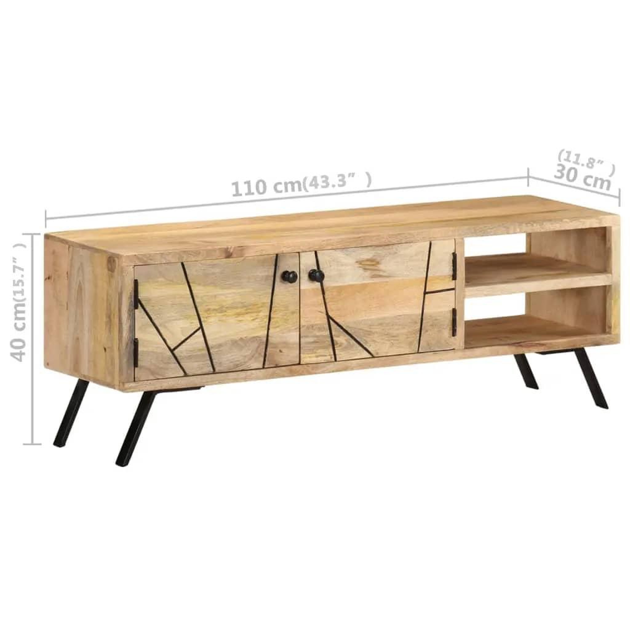 Voir la diapositive 6 : VIDAXL Meuble tv 110x30x40 cm bois massif de manguier
