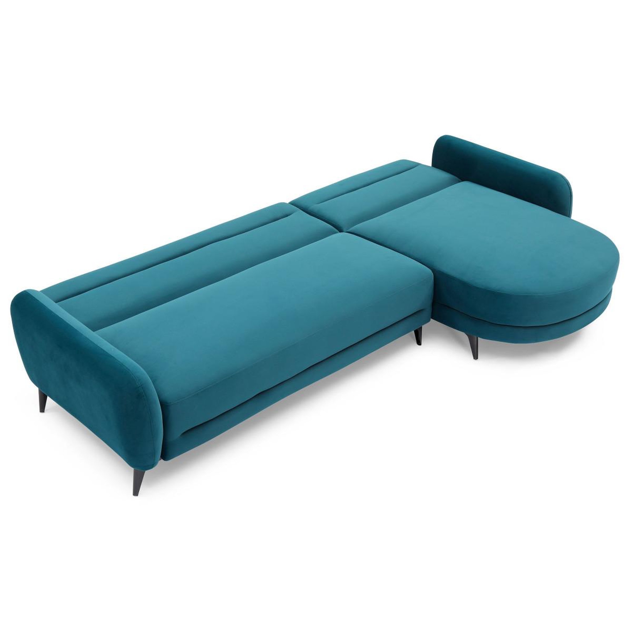 Voir la diapositive 6 : Paris Prix Canapé d'angle convertible en velours  milan  283cm bleu canard