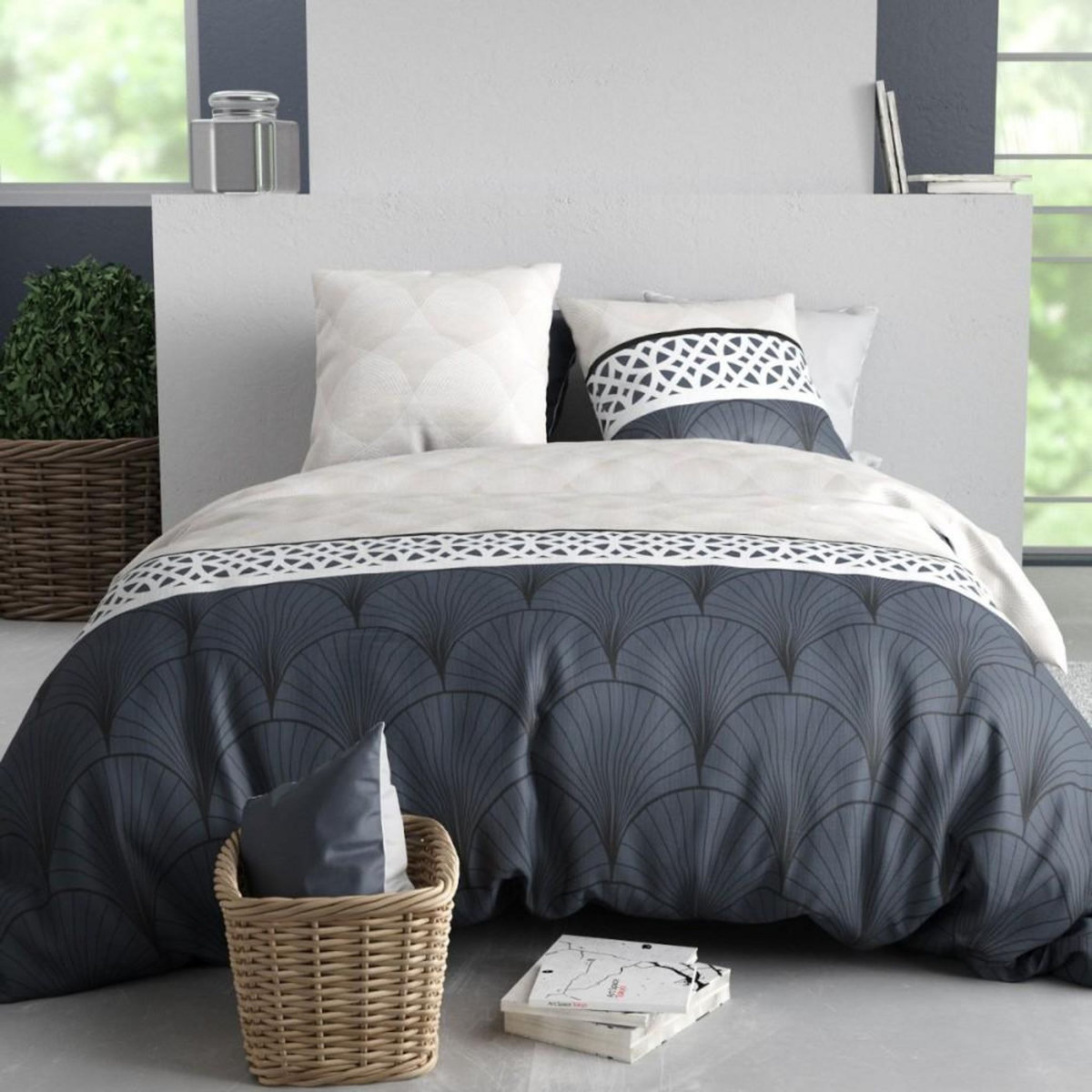 ATELIER DU COTON Housse de couette 240x220 + 2 taies en coton 57 fils