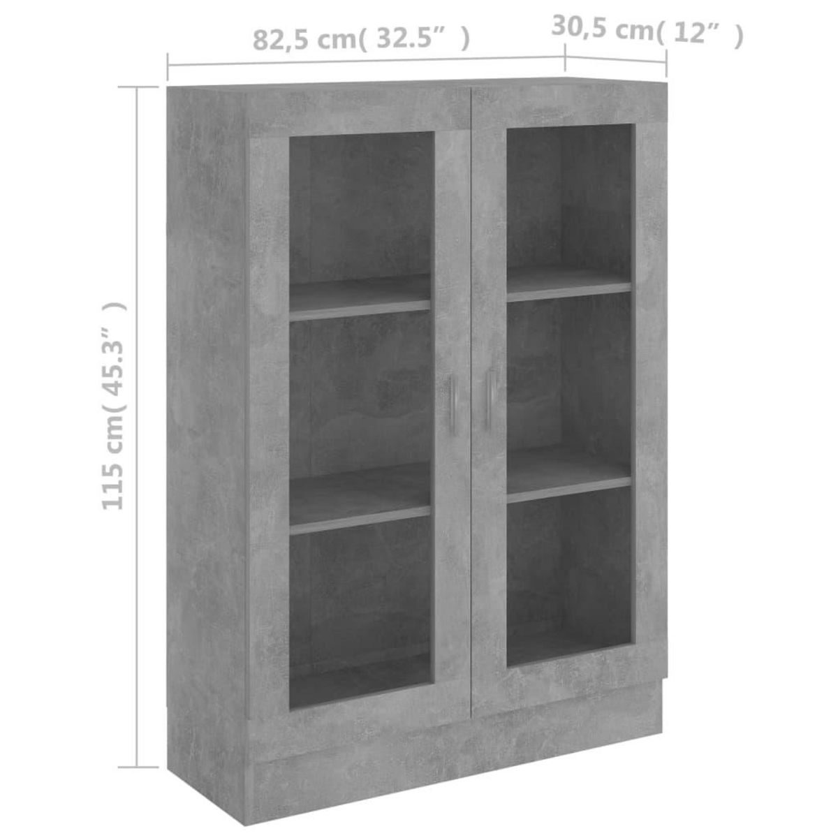 VIDAXL Armoire a vitrine Gris beton 82,5x30,5x115 cm Bois d'ingenierie
