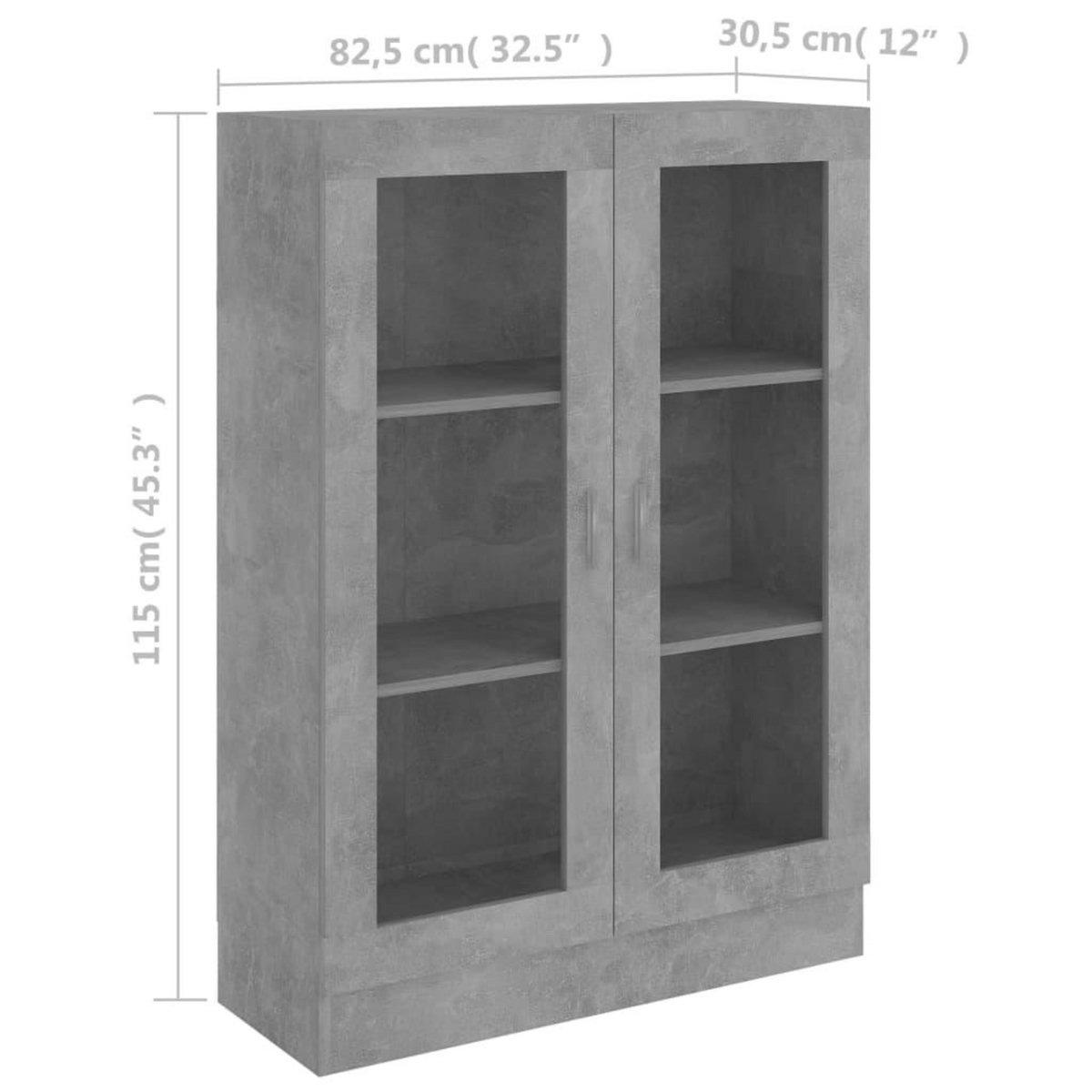 VIDAXL Armoire a vitrine Gris beton 82,5x30,5x115 cm Bois d'ingenierie