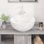 Voir la diapositive 3 : VIDAXL Lavabo blanc 44x17 cm ceramique rond