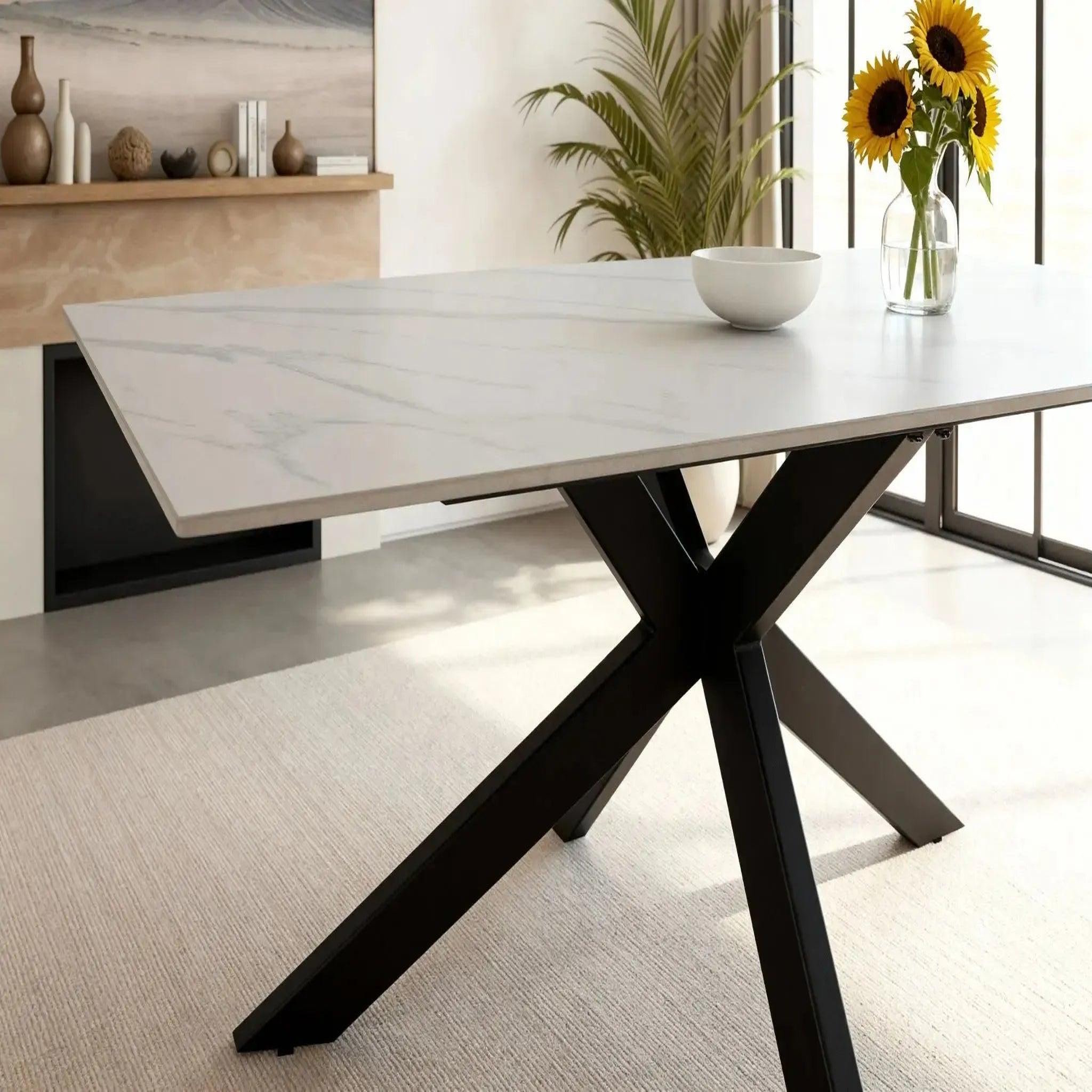 Voir la diapositive 6 : CASANOVA PARIS Rami - table à manger rectangulaire 180cmpieds en métal noir