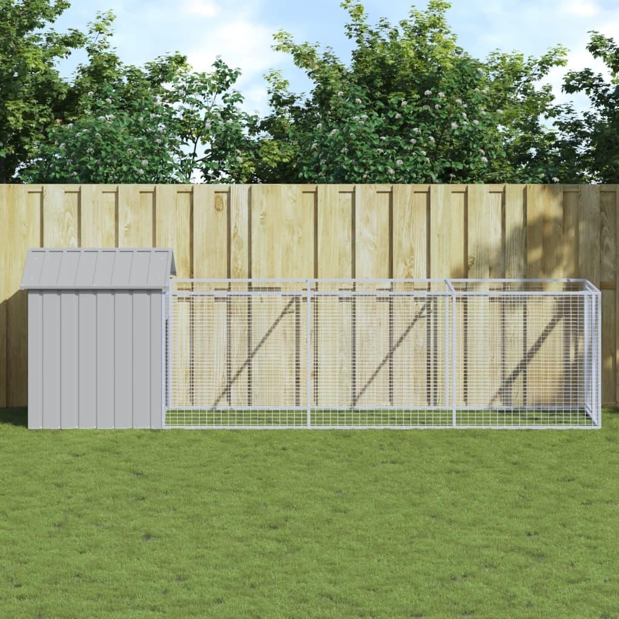 Voir la diapositive 1 : VIDAXL Niche pour chien avec toit gris clair acier galvanise