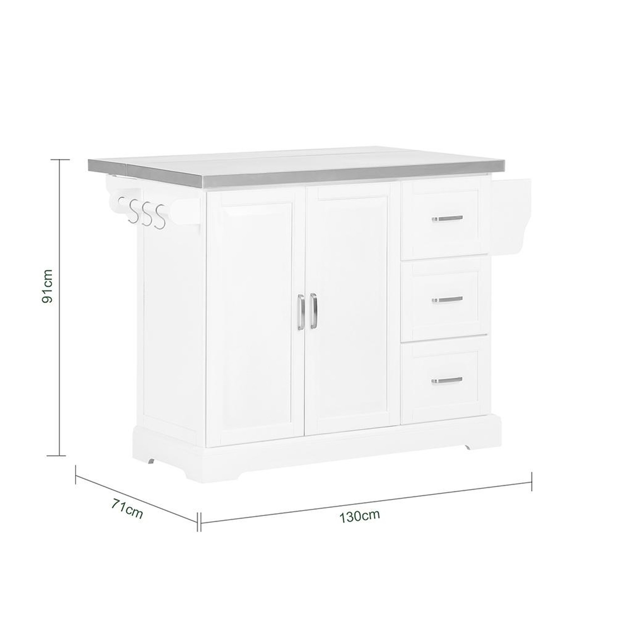 Voir la diapositive 3 : SOBUY SoBuy - Îlot De Cuisine à trois tiroirs - Classique - FKW41-II