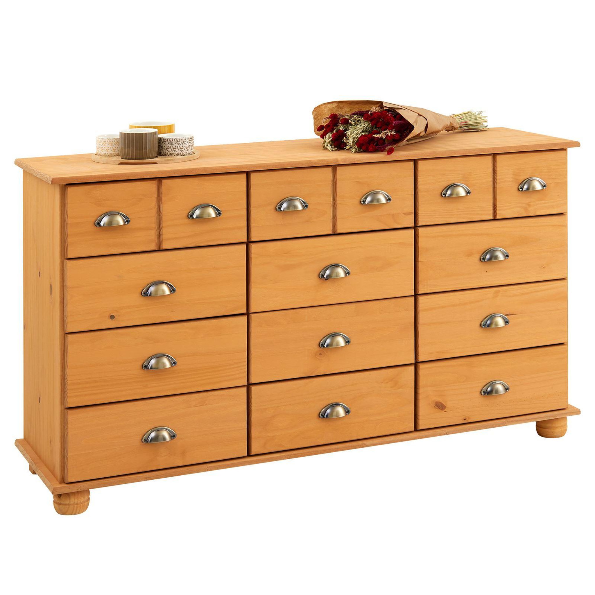 Voir la diapositive 1 : IDIMEX Commode apothicaire COLMAR en pin massif, 12 tiroirs