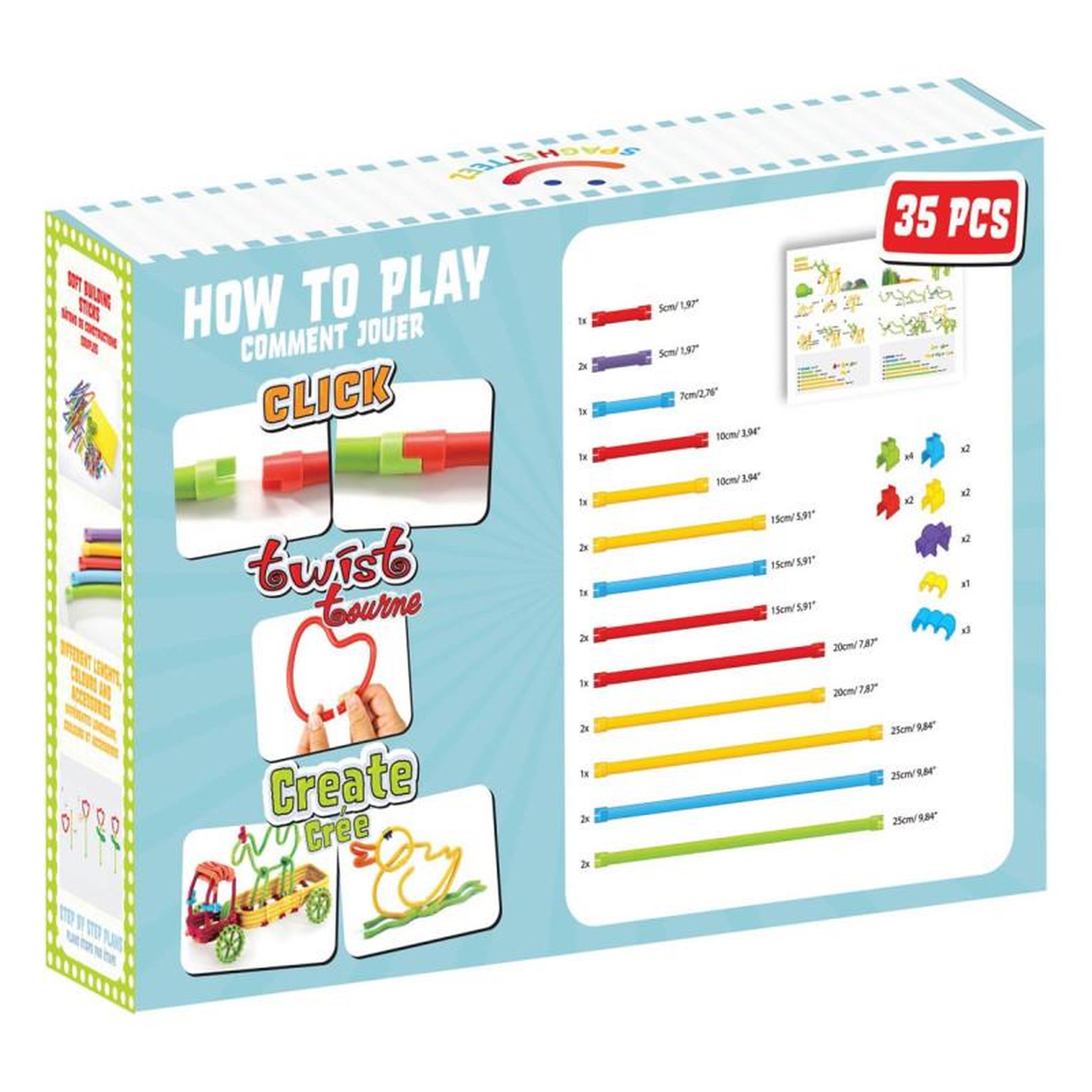 Voir la diapositive 2 : CLICS Clics - Spaghetteez 3D Art Flexible Sticks 35 pièces