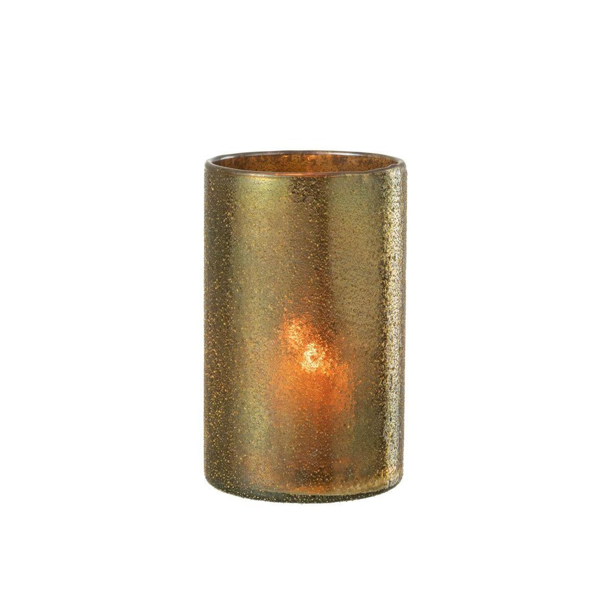 Voir la diapositive 2 : J-LINE Photophore miroir en verre  anton  12cm or