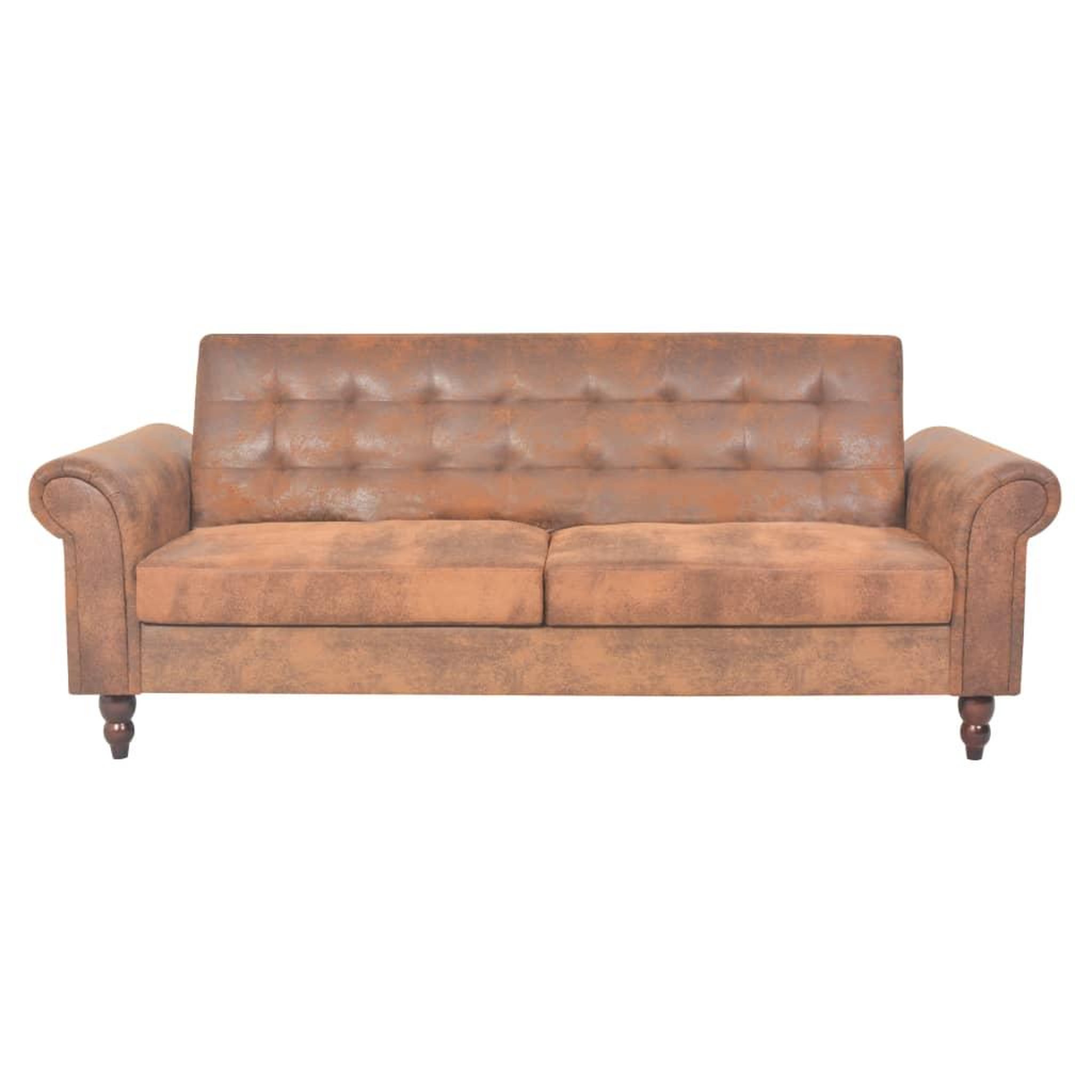 Voir la diapositive 2 : VIDAXL Canape a 2 places convertible accoudoir daim synthetique marron