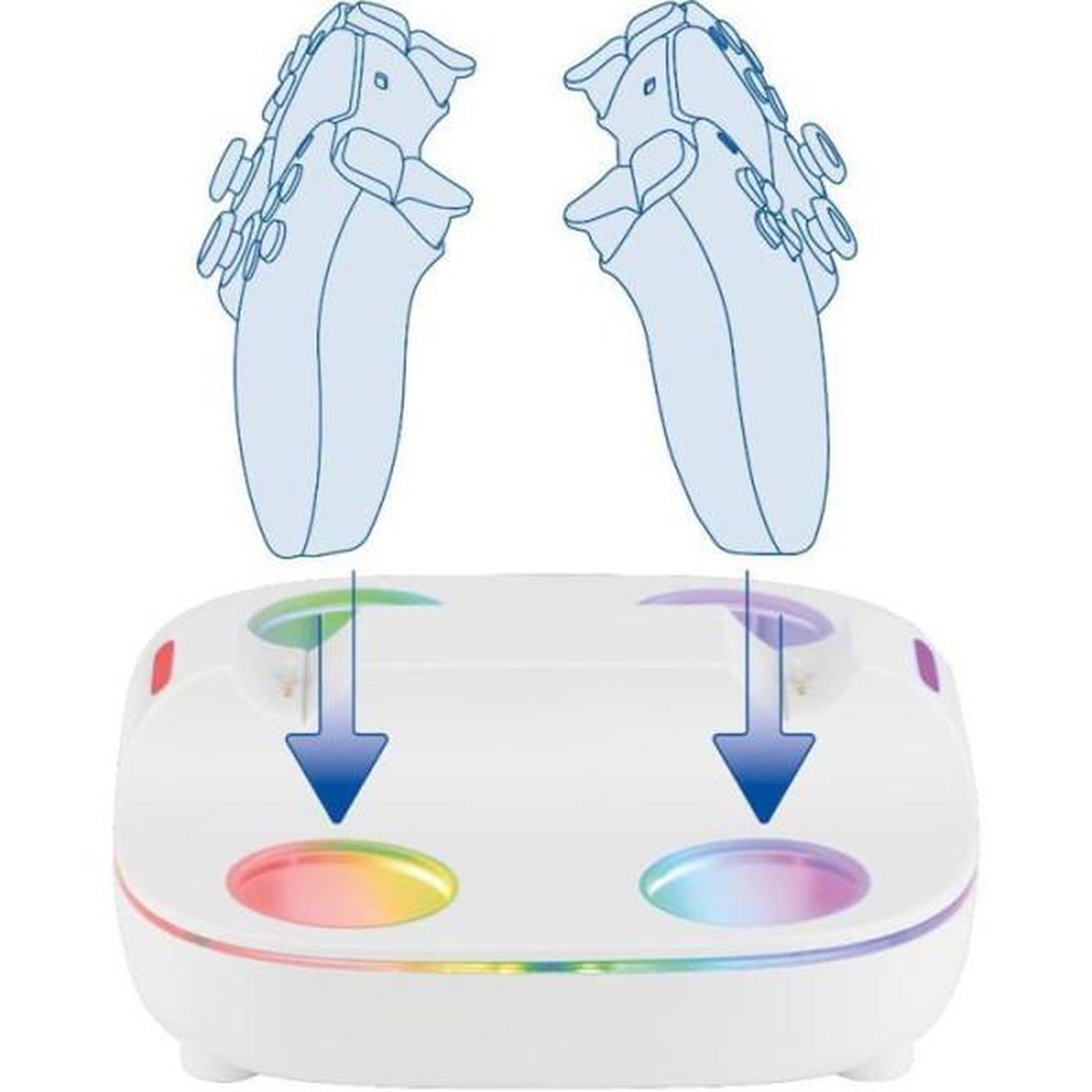 Voir la diapositive 2 : KONIX Station de rechargement pour 2 manettes dualsense - ps5 - konix - charge rapide - connecteurs magnétiques - blanc