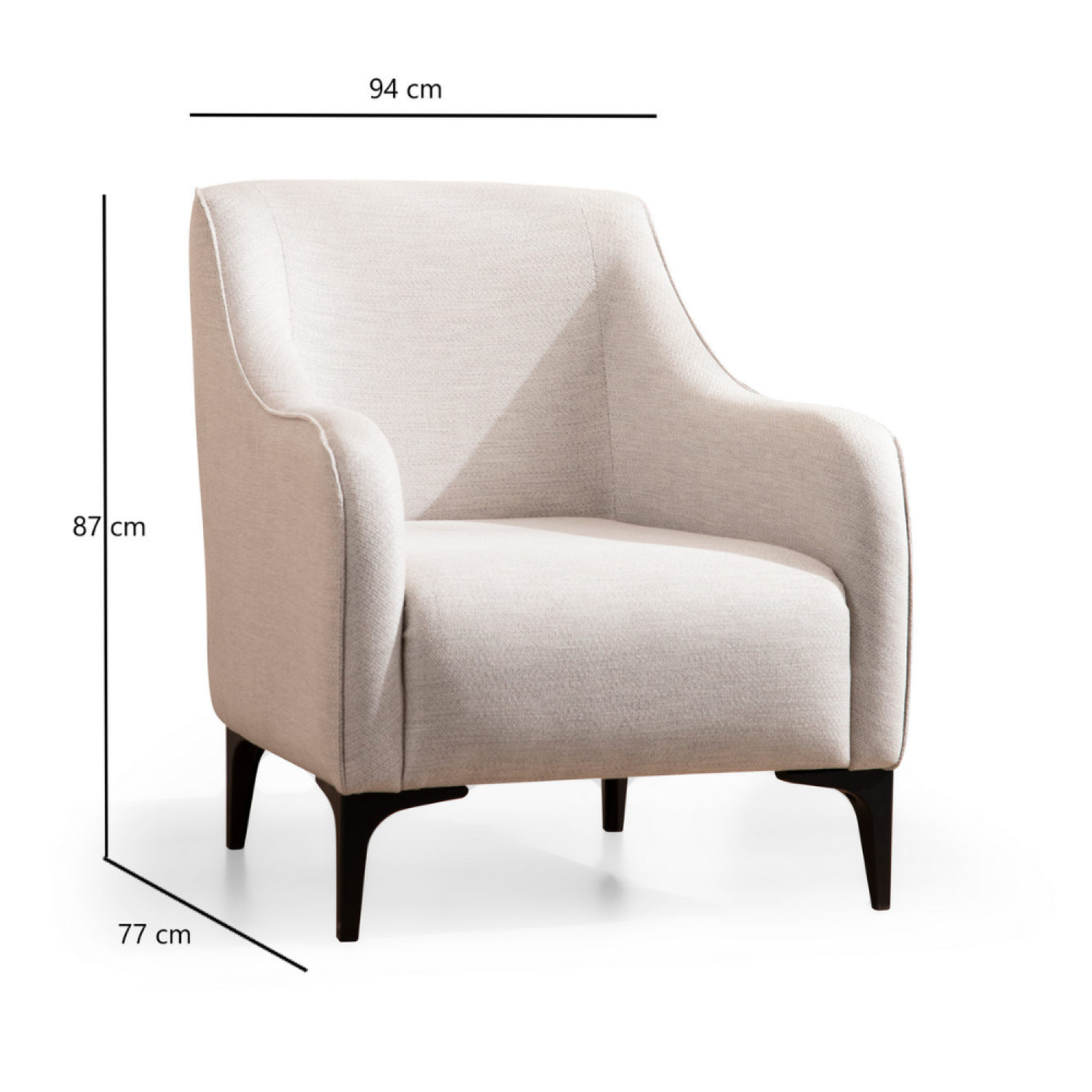 Voir la diapositive 5 : CONCEPT USINE Fauteuil en tissu blanc cassé JAMES