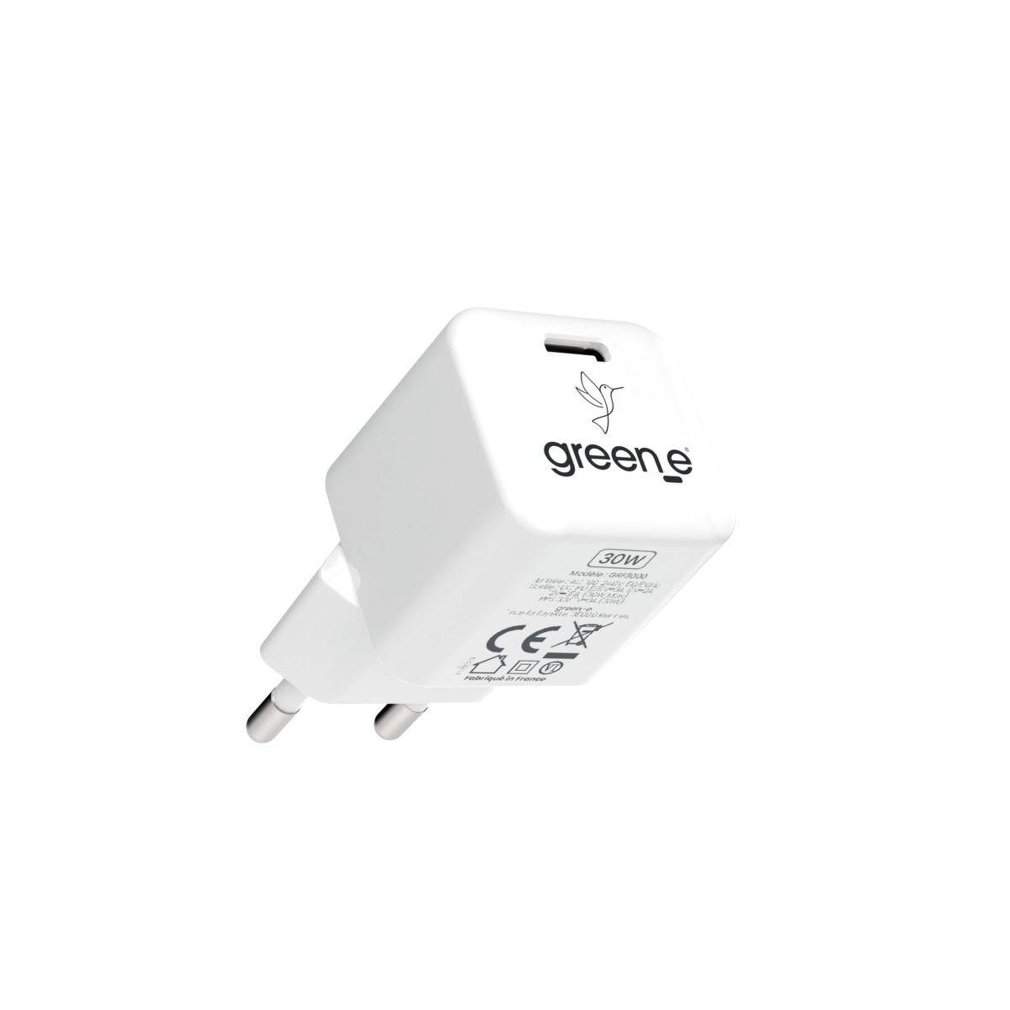 Voir la diapositive 1 : GREEN E Chargeur usb-c 30w blanc origine france garantie