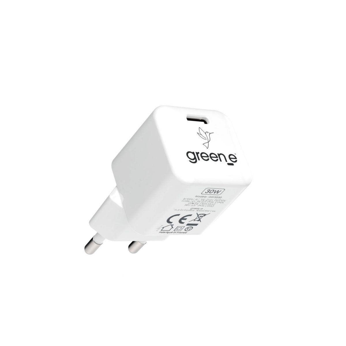 GREEN E Chargeur USB-C 30W Blanc Origine France Garantie